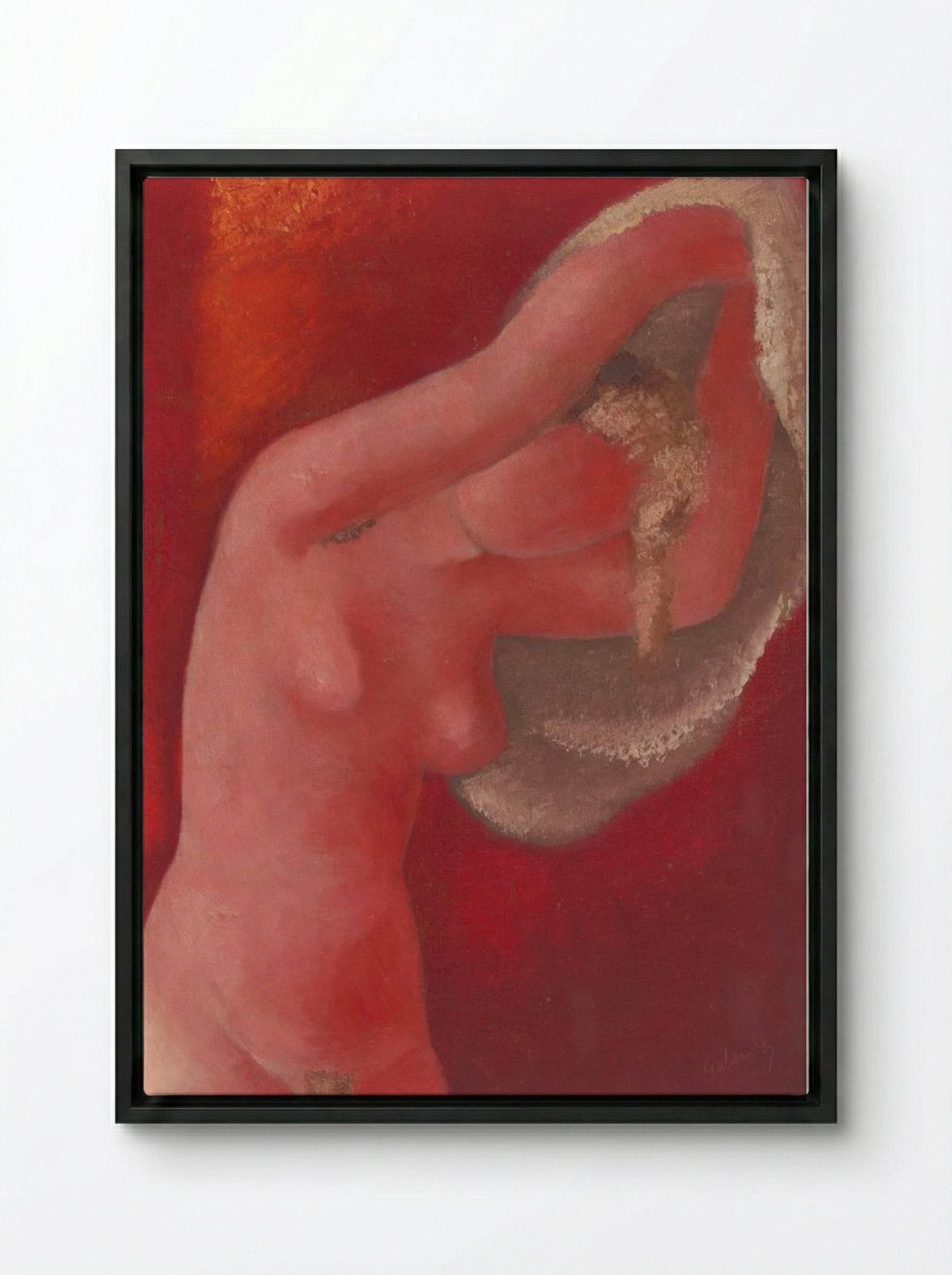 Woman Undressing - Mikuláš Galanda - Framed Canvas Black