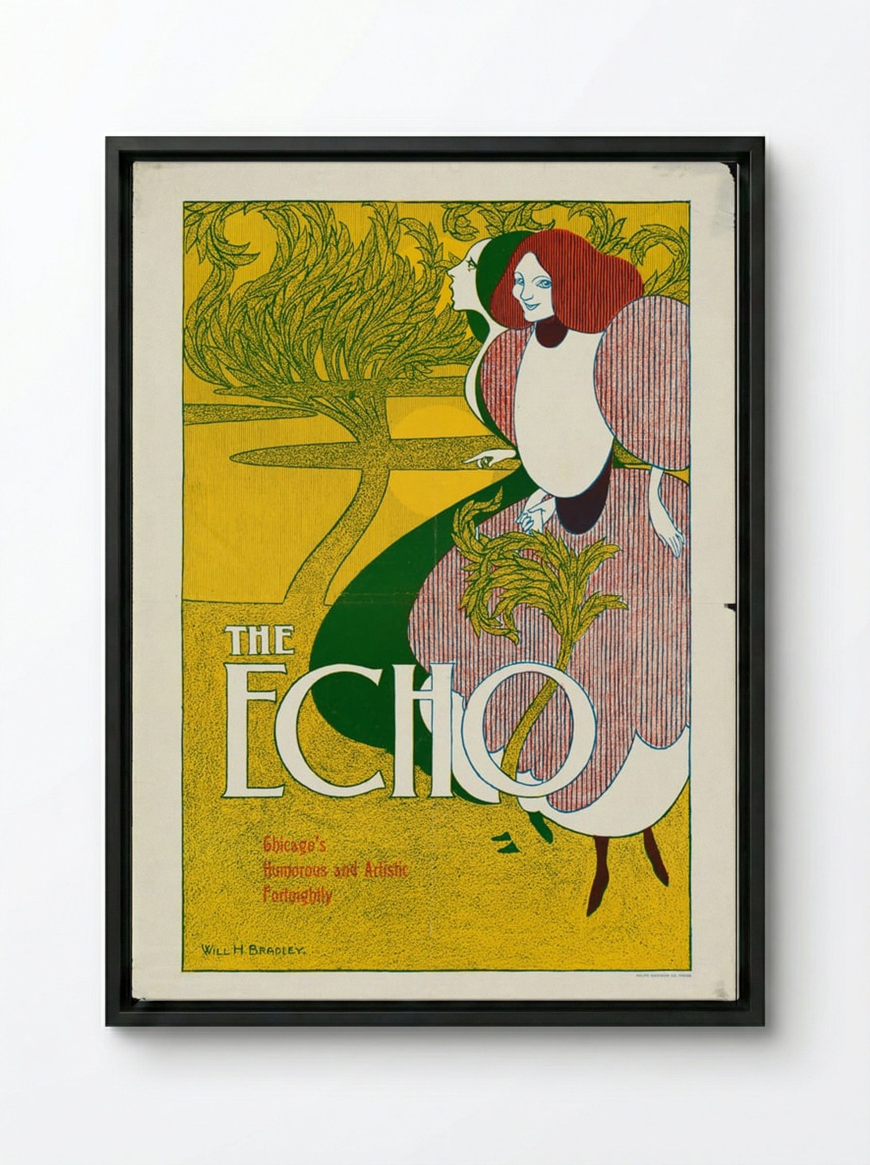 The Echo - Will H. Bradley - Framed Canvas Black