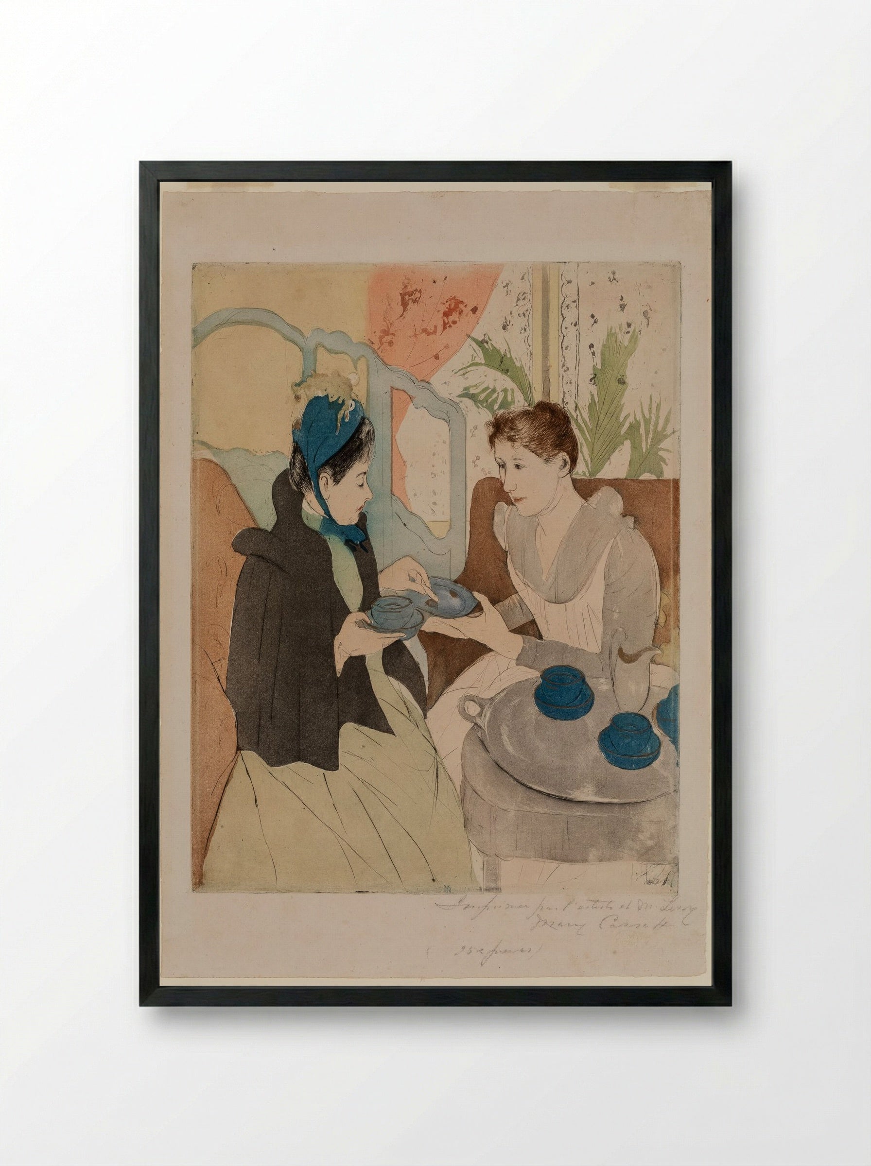 Afternoon Tea Party - Mary Cassatt - Framed Print Black