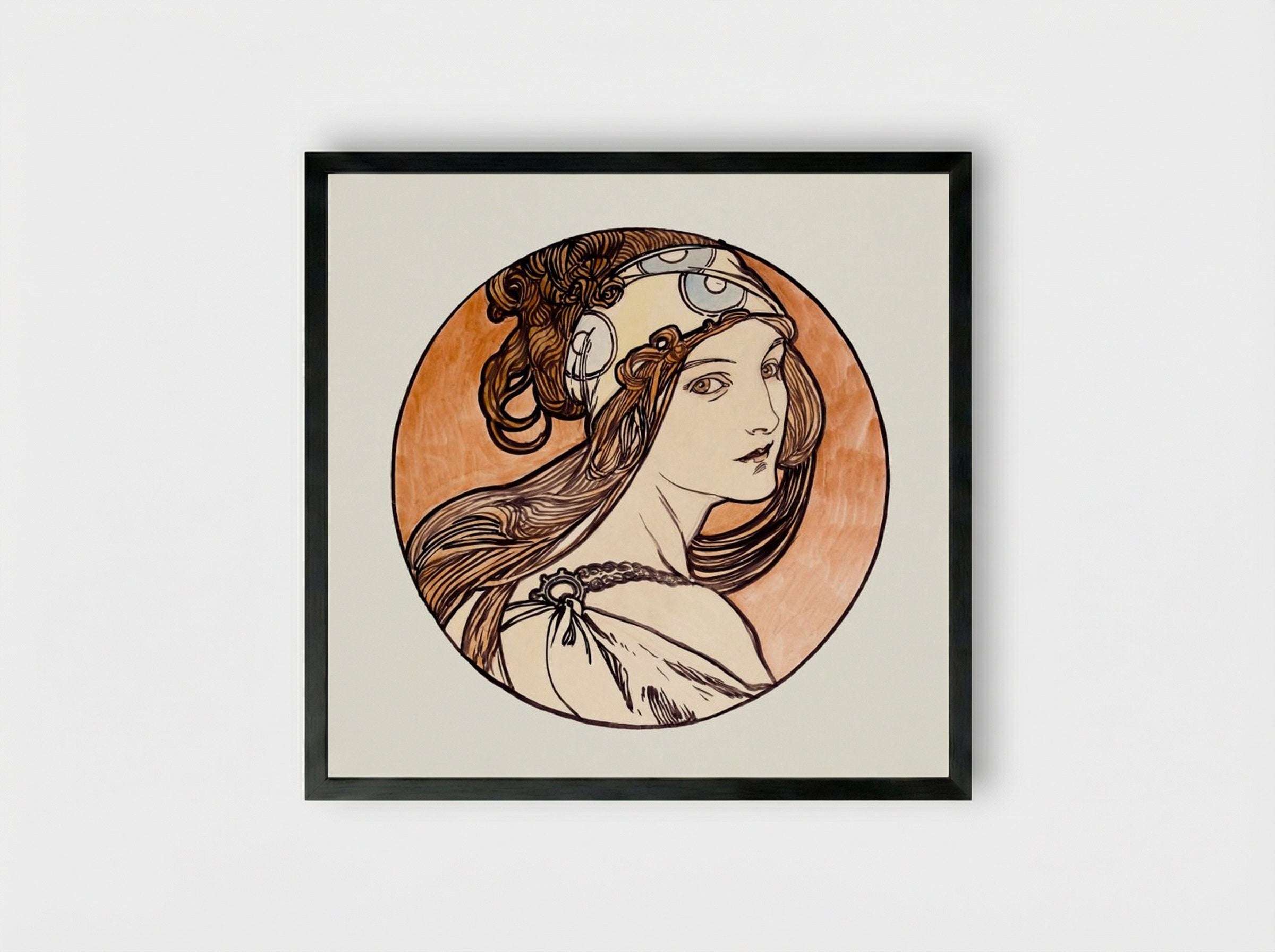 Stained Glass Window Design for Fouquet Boutique - Alphonse Mucha - Framed Print Black