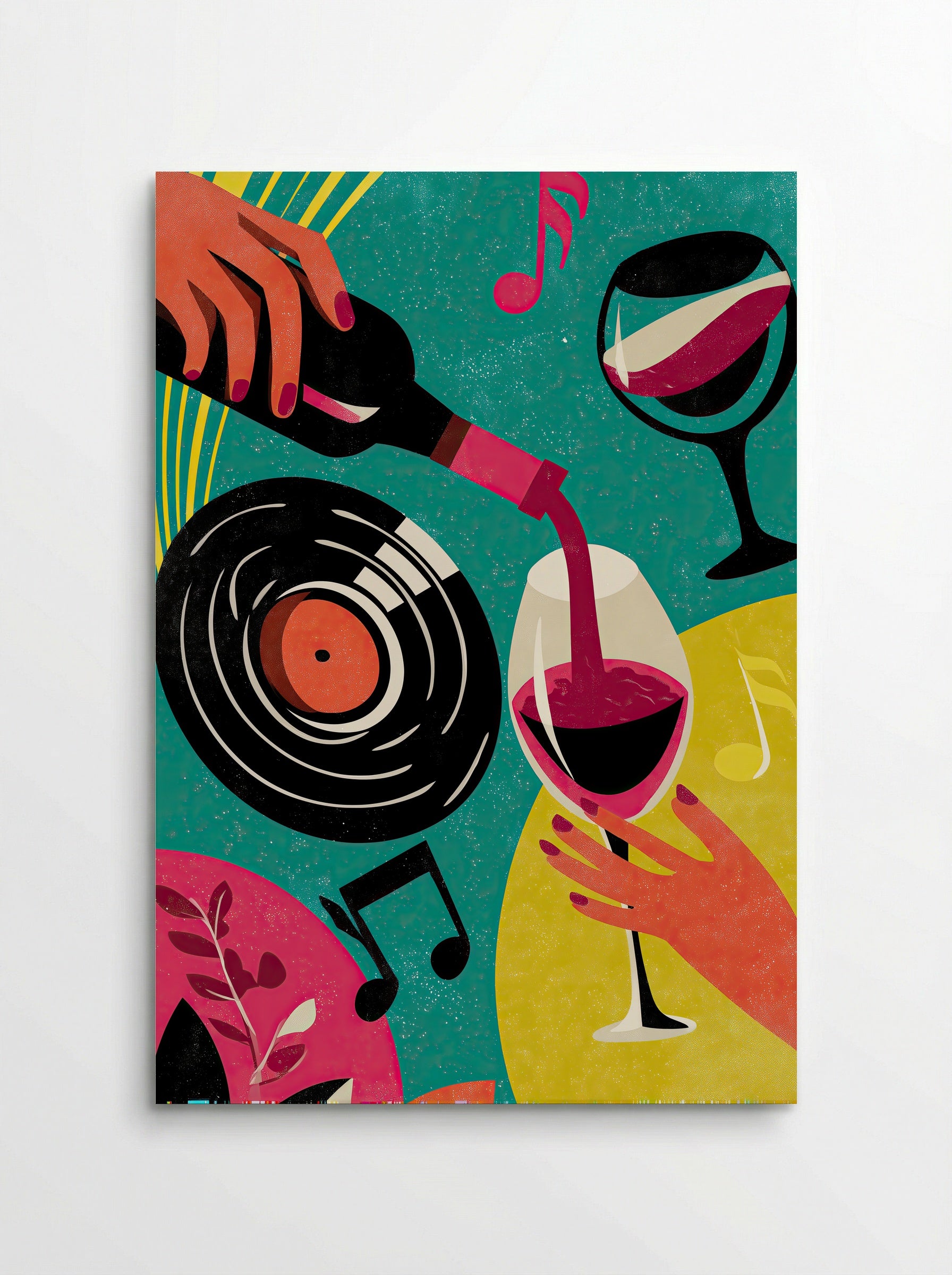 The Music and Wine Social Club – Retro Pop Art Print - Poster