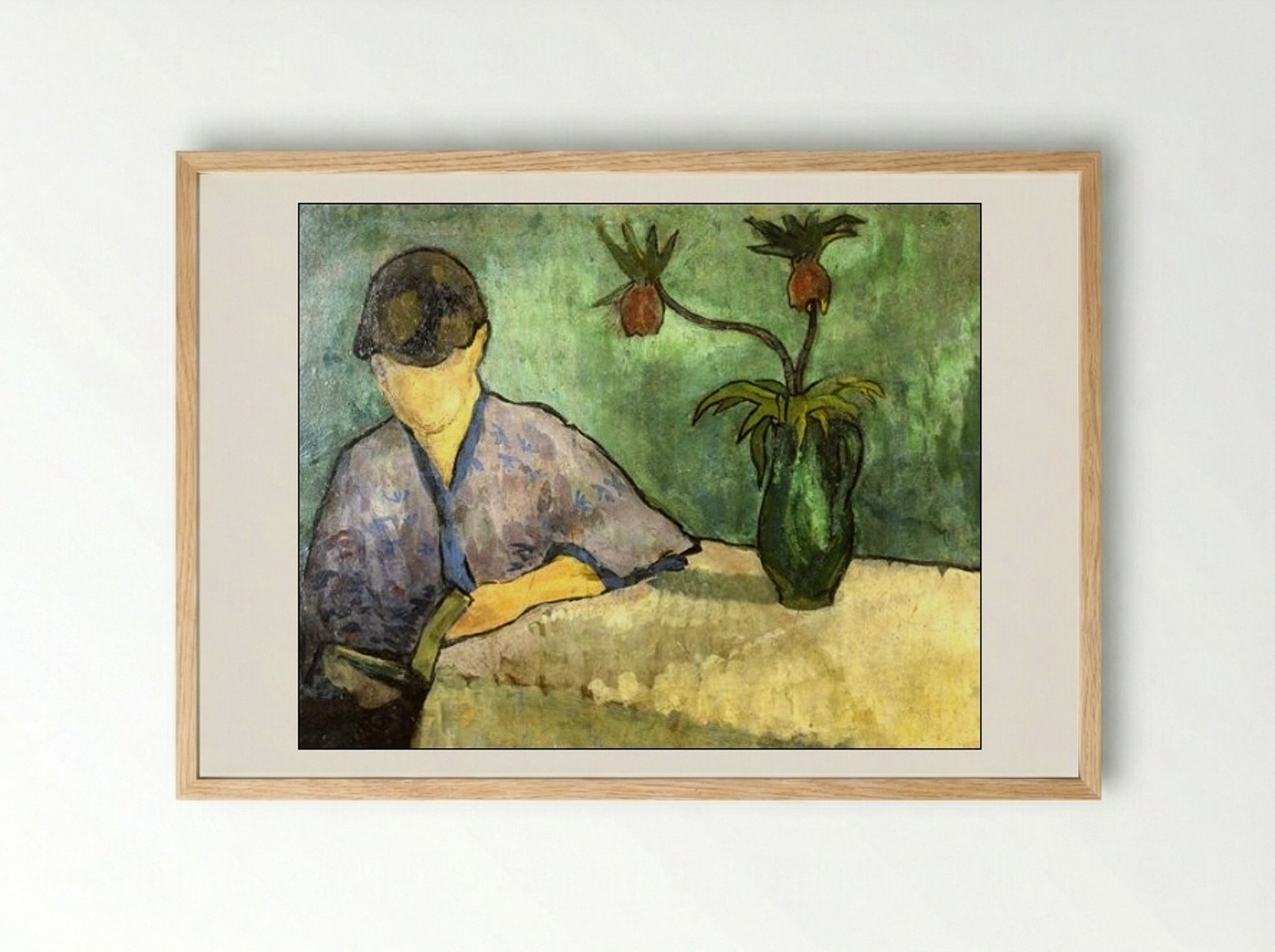 Young Woman in Kimono, Reading - Émile Bernard - Framed Print Wood