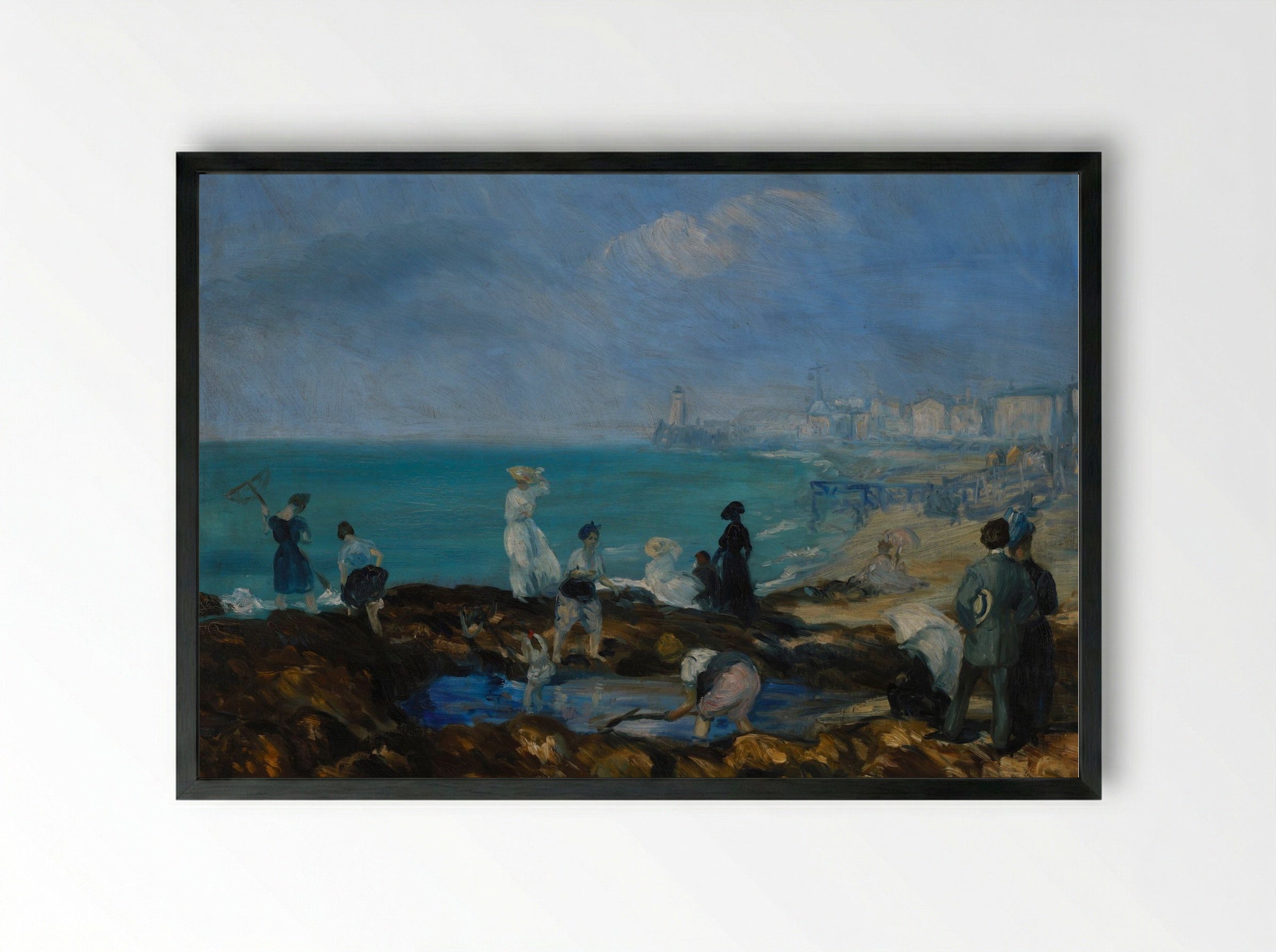 Beach at Dieppe - William James Glackens - Framed Print Black