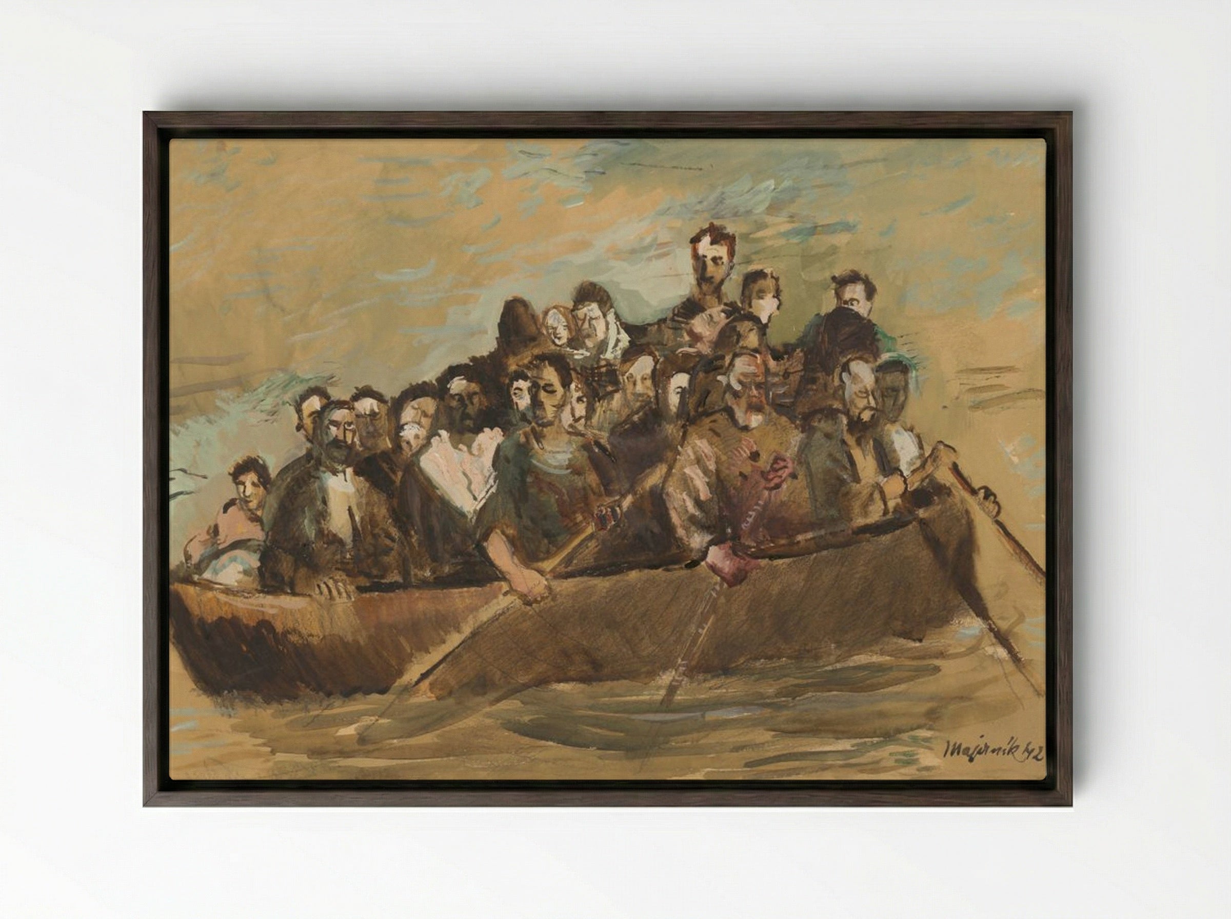 Refugees - Cyprián Majerník - Framed Canvas Dark Wood