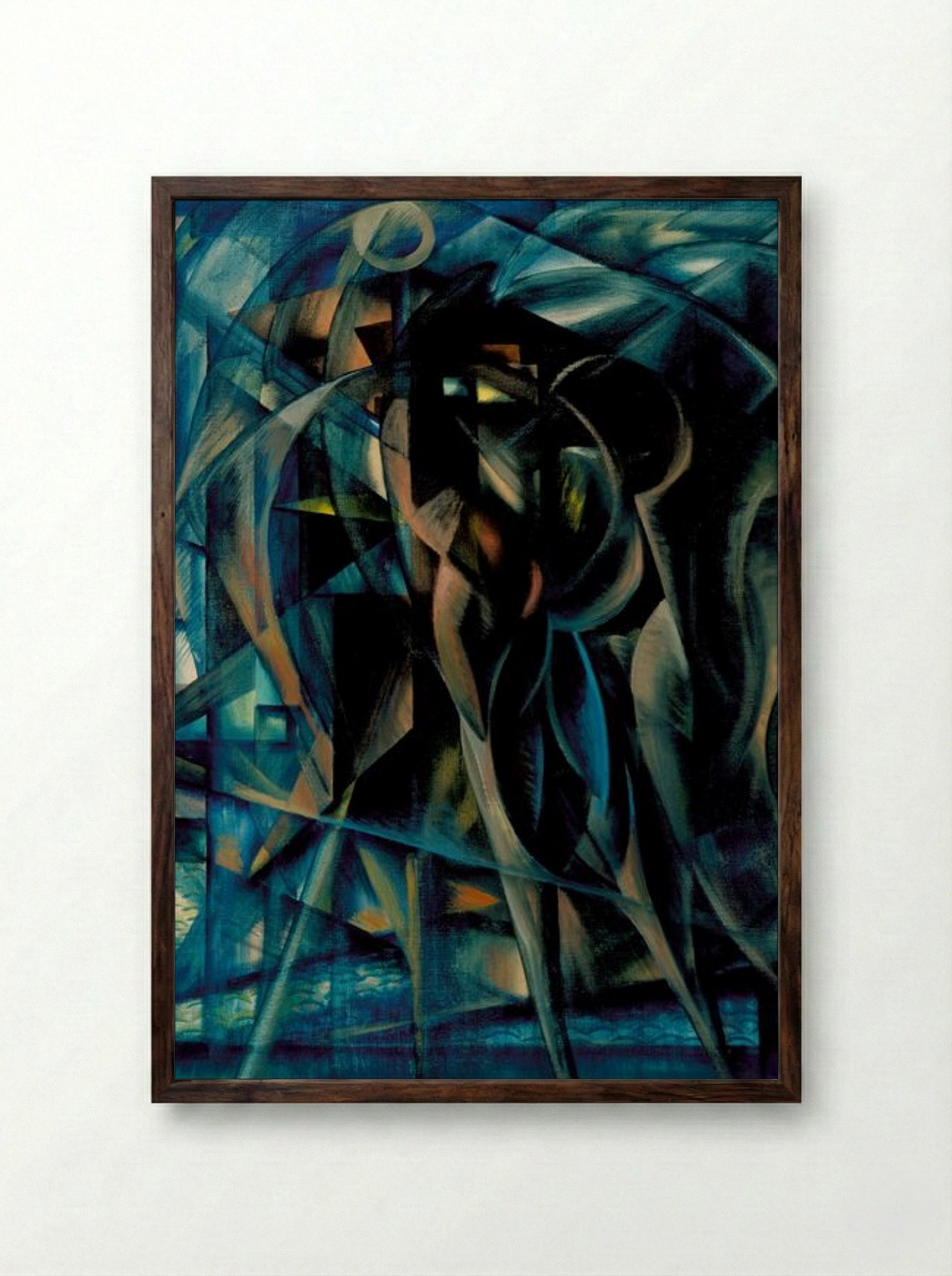 Figures in Blue - Benjamin F. Berlin - Framed Print Dark Wood
