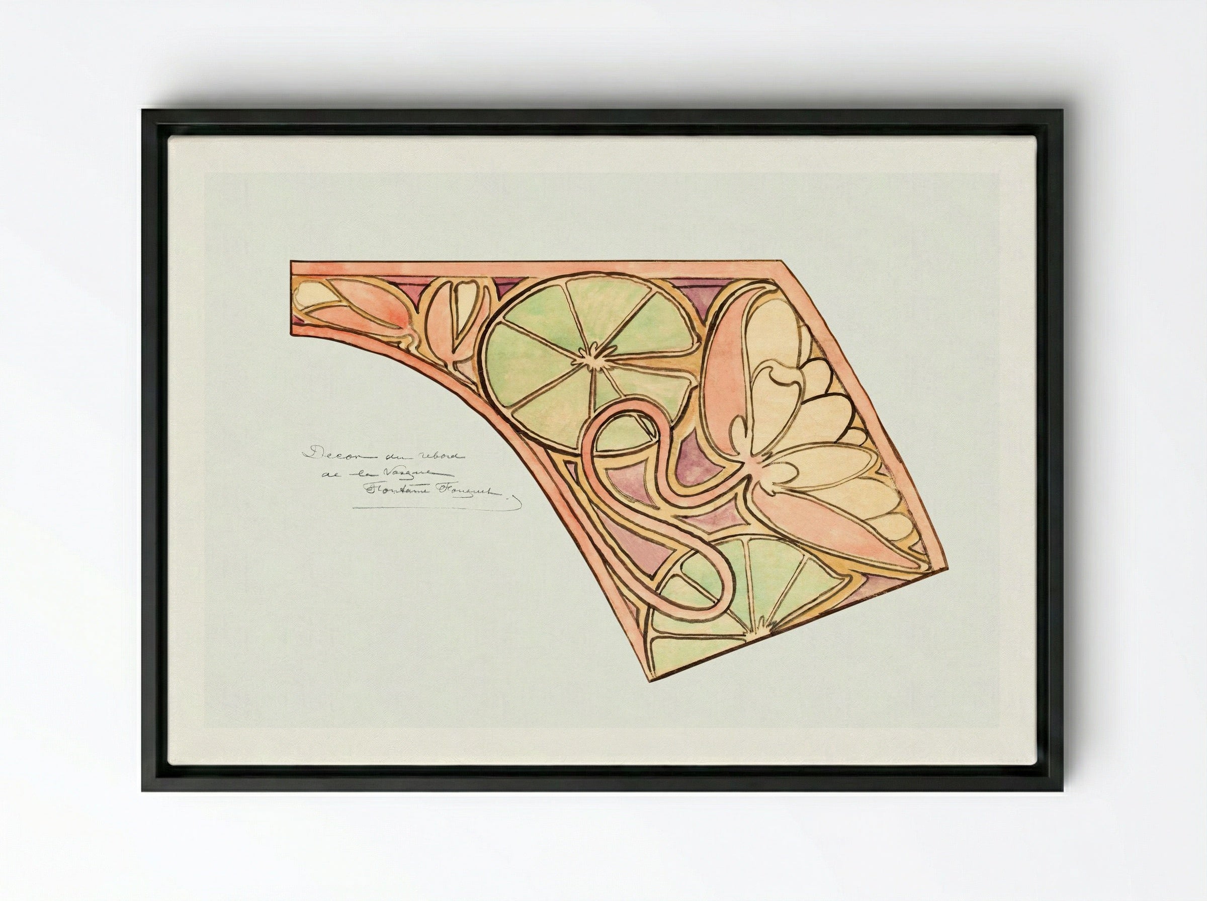 Design for the Fouquet Boutique Fountain - Alphonse Mucha - Framed Canvas Black