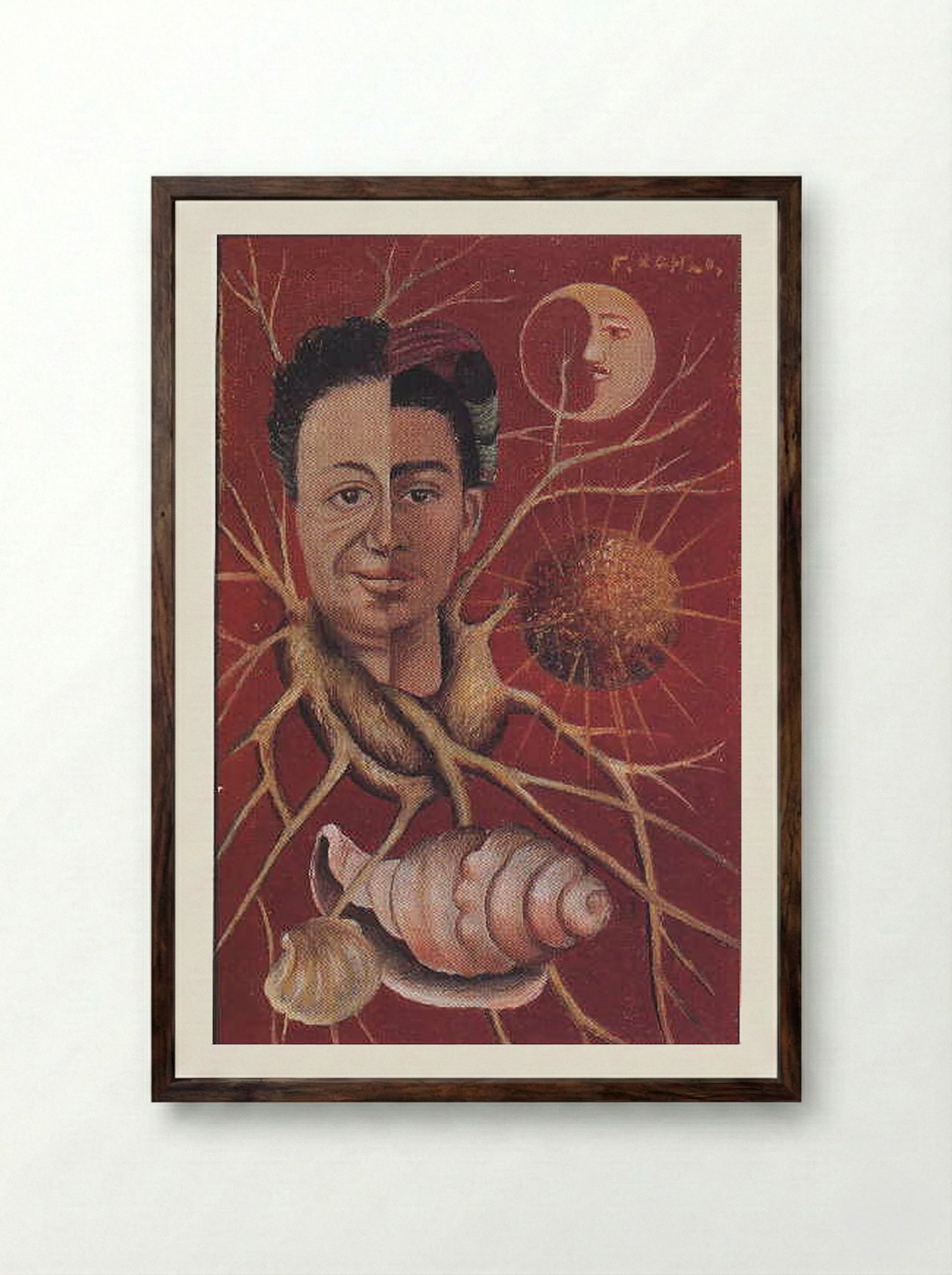 Diego and Frida - Frida Kahlo - Framed Print Dark Wood