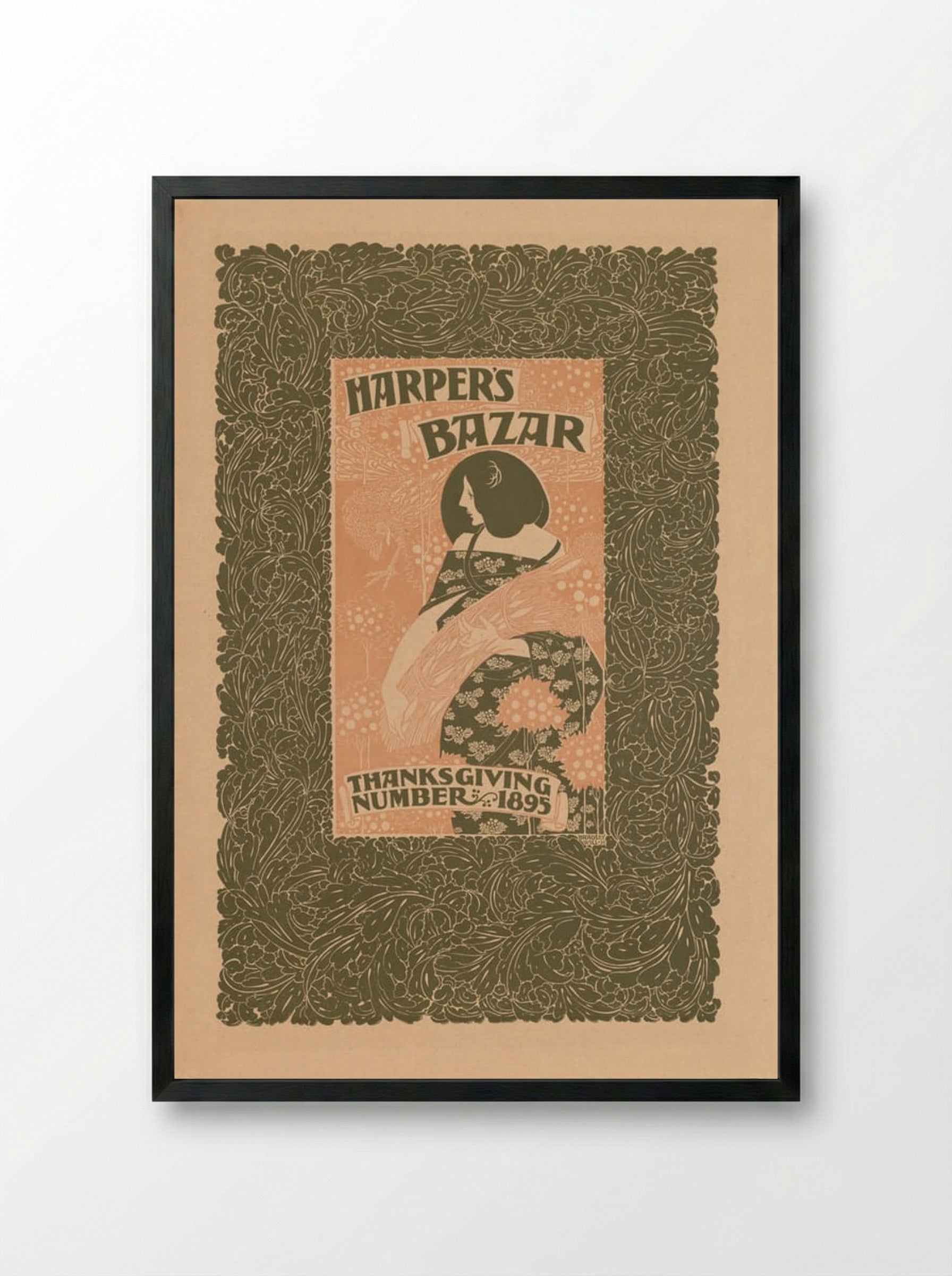 Harper's Bazar, Thanksgiving Number, 1895 - Will H. Bradley - Framed Print Black
