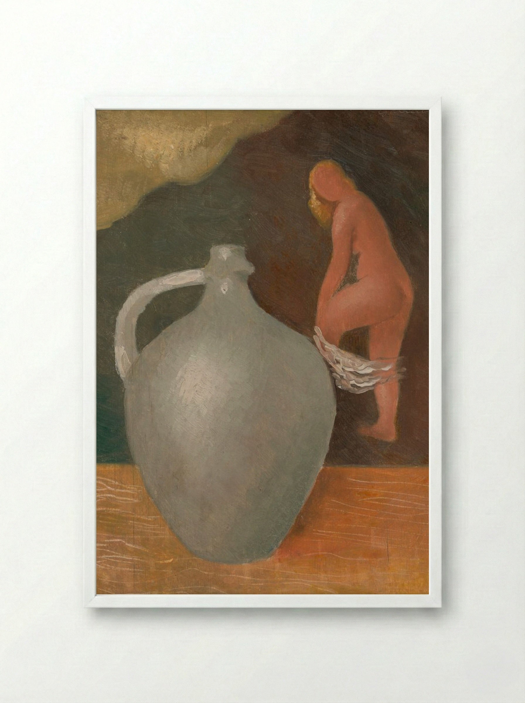 Woman with Jar - Mikuláš Galanda - Framed Print White