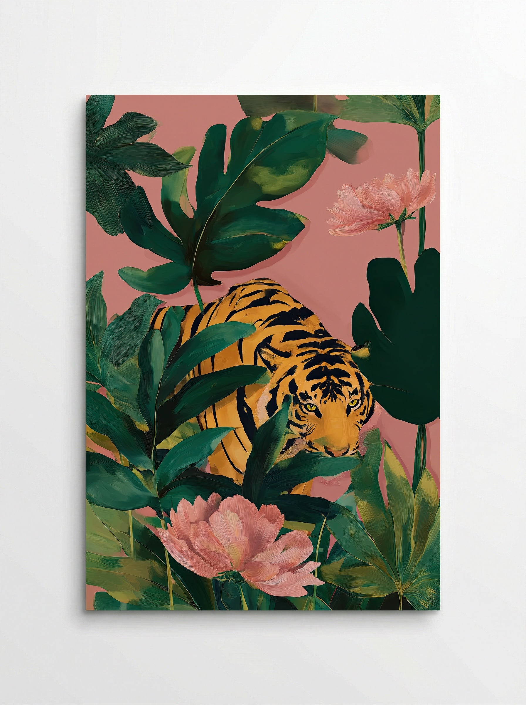 Golden Jungle Tiger Botanical Art Print - Poster