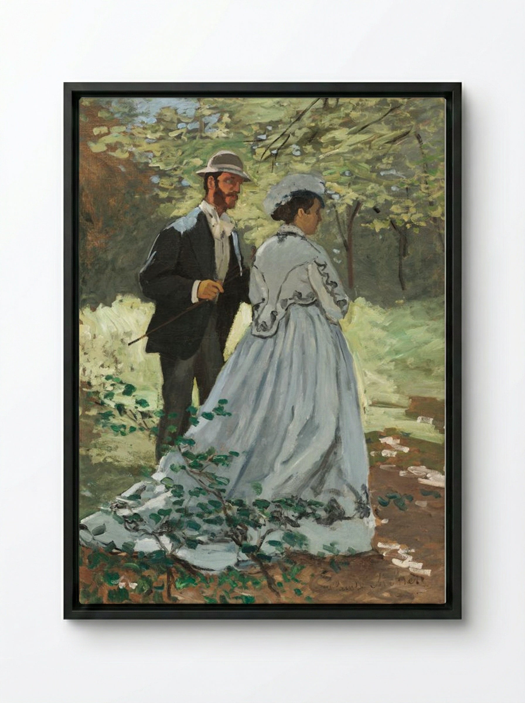 Bazille and Camille - Claude Monet - Framed Canvas Black