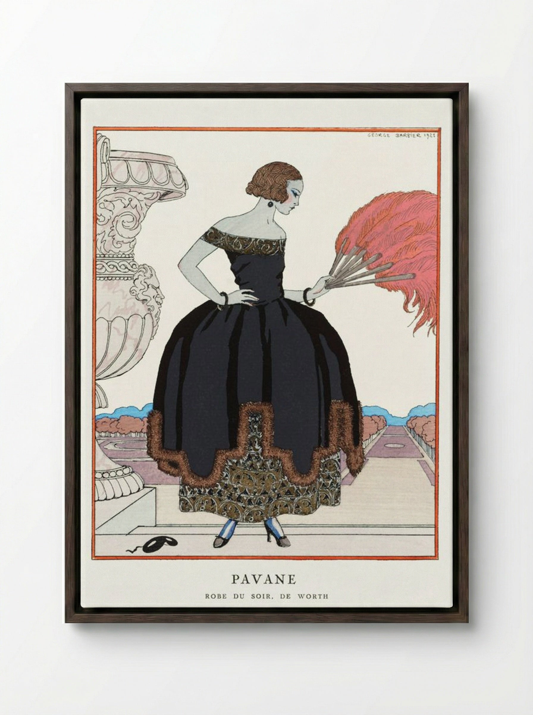 Pavane - George Barbier - Framed Canvas Dark Wood