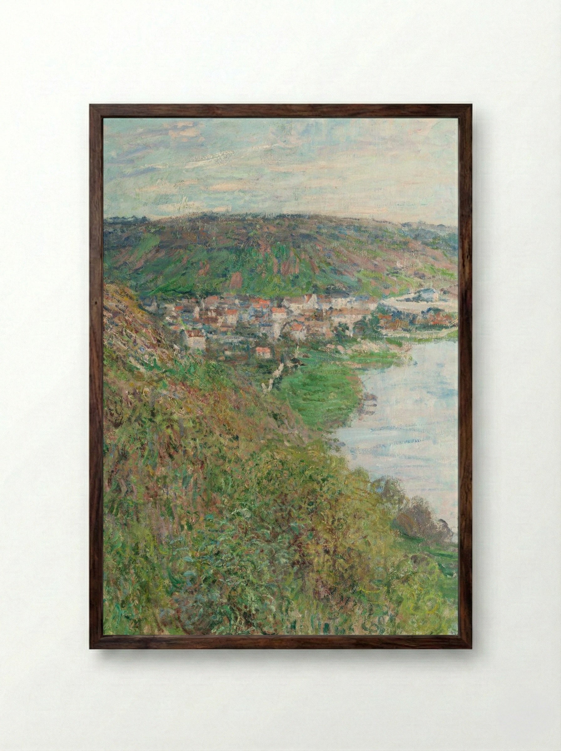 View of Vétheuil - Claude Monet - Framed Print Dark Wood