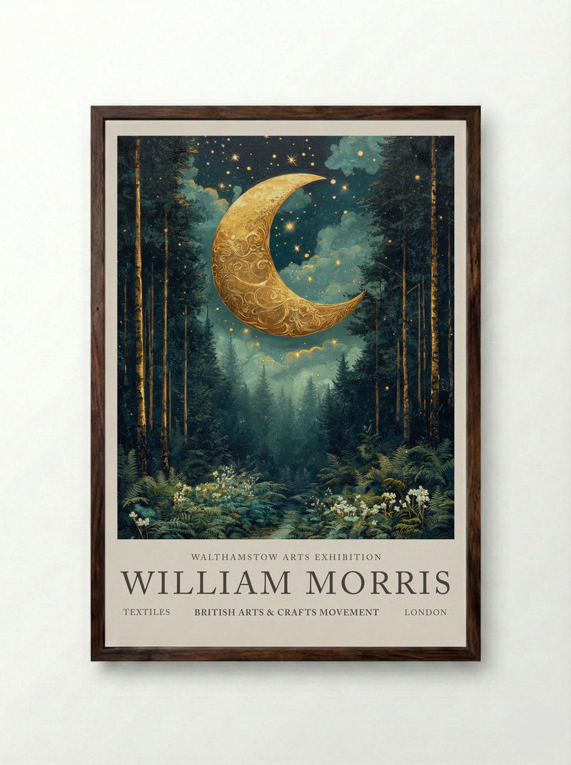 Crescent Canopy - William Morris - Framed Print Dark Wood