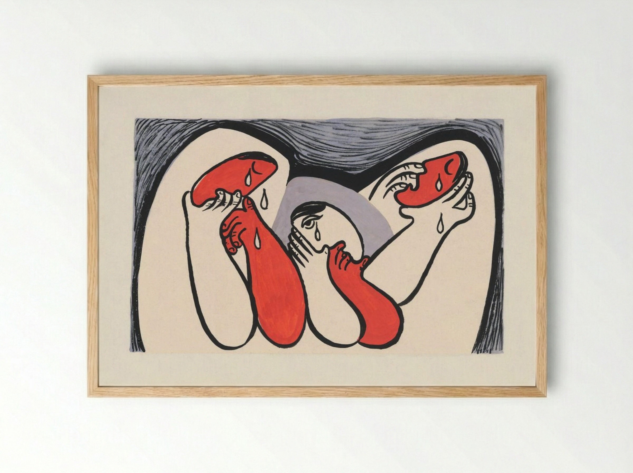 Crying Women - Mikuláš Galanda - Framed Print Wood