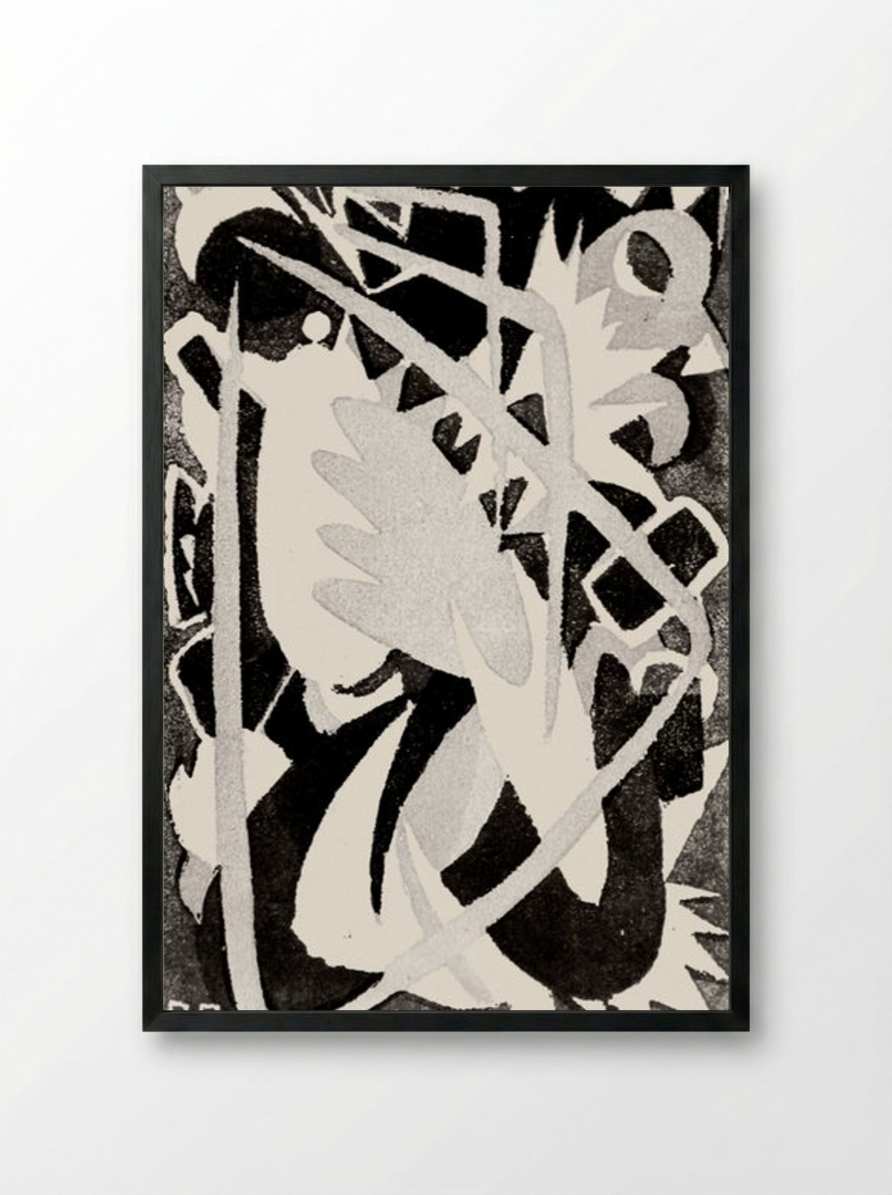 Abstract Composition (Black and White) - Franz Marc - Framed Print Black