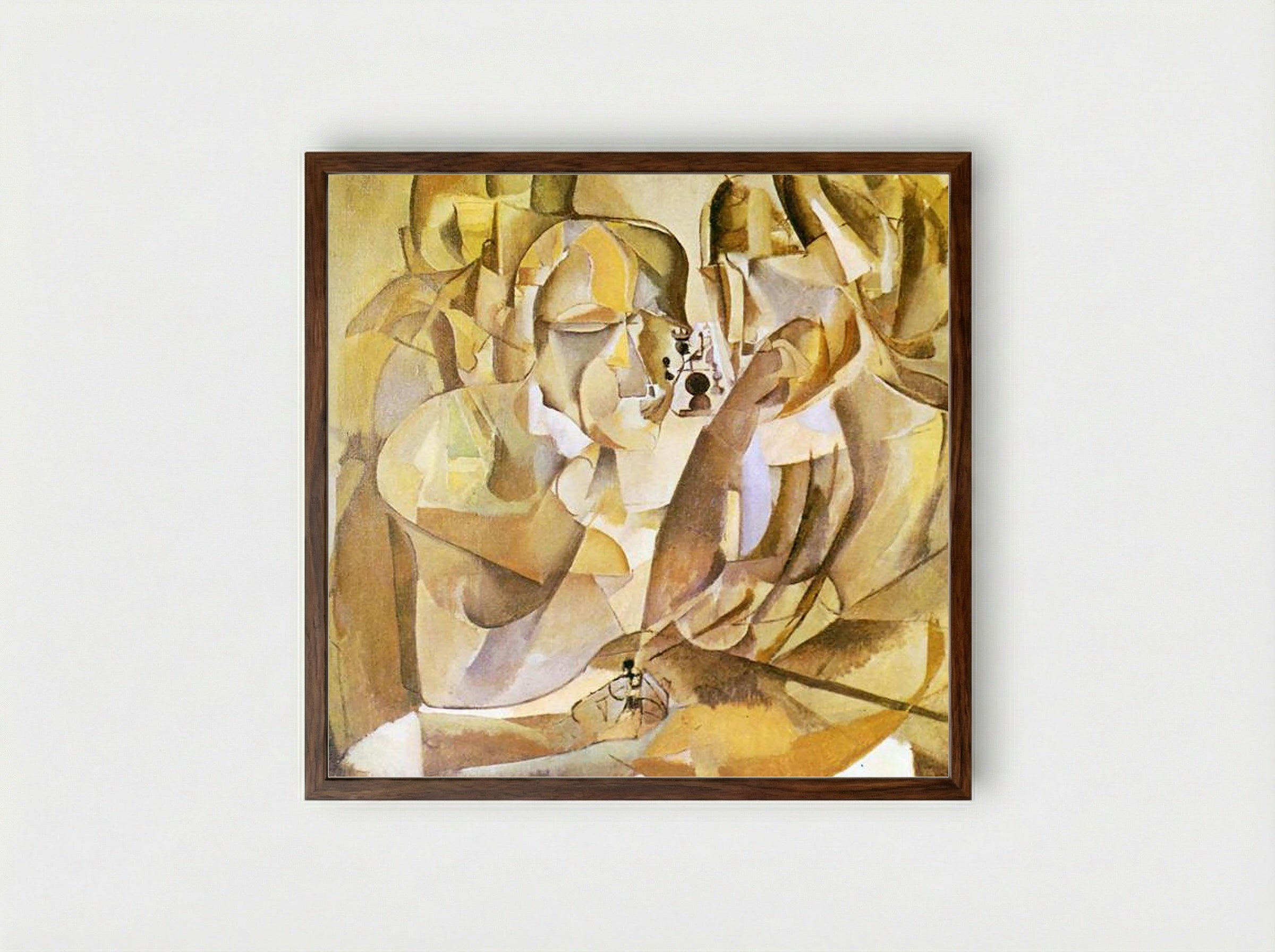 Portrait of Chess Players - Marcel Duchamp - Framed Print Dark Wood