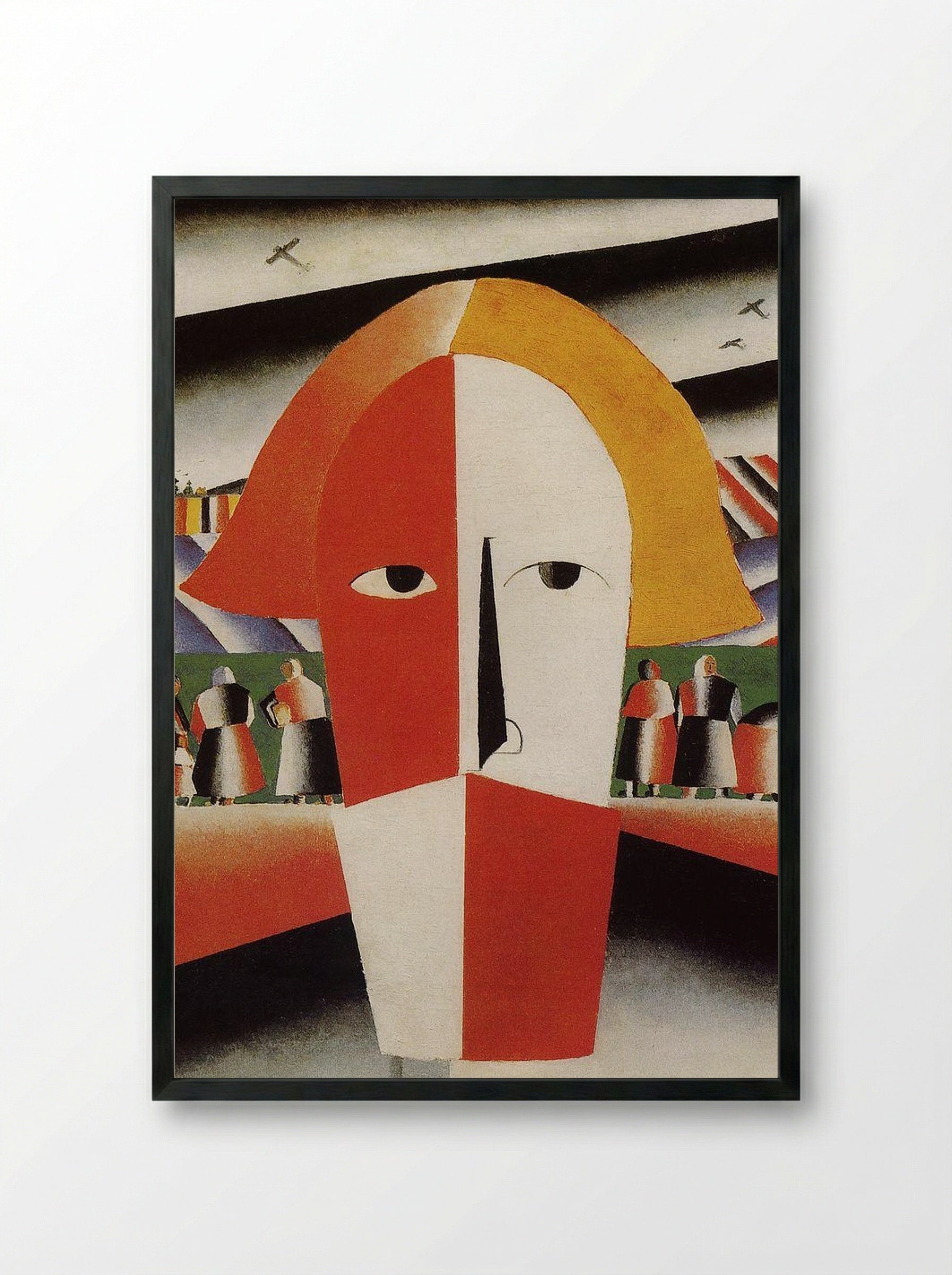 Head of a Peasant Girl - Kazimir Malevich - Framed Print Black