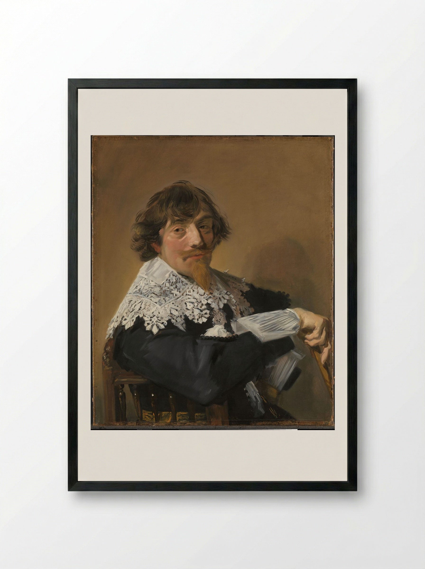 Portrait of Jan van de Poll (1597-1678) - Frans Hals - Framed Print Black