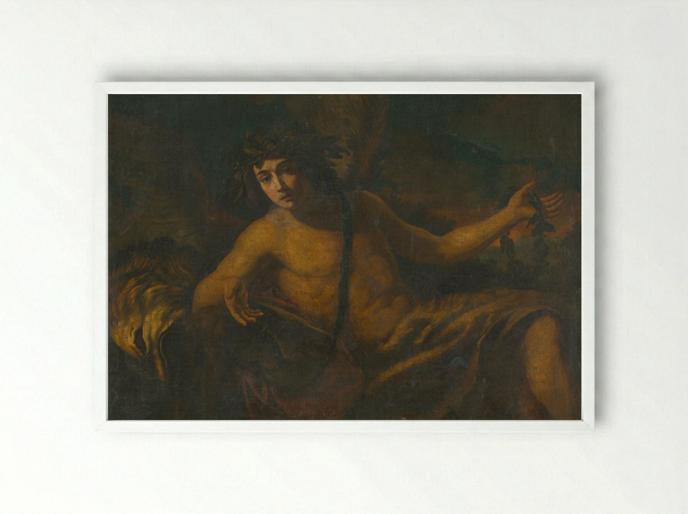 Reclining Bacchus - Fine Art Print - Framed Print White