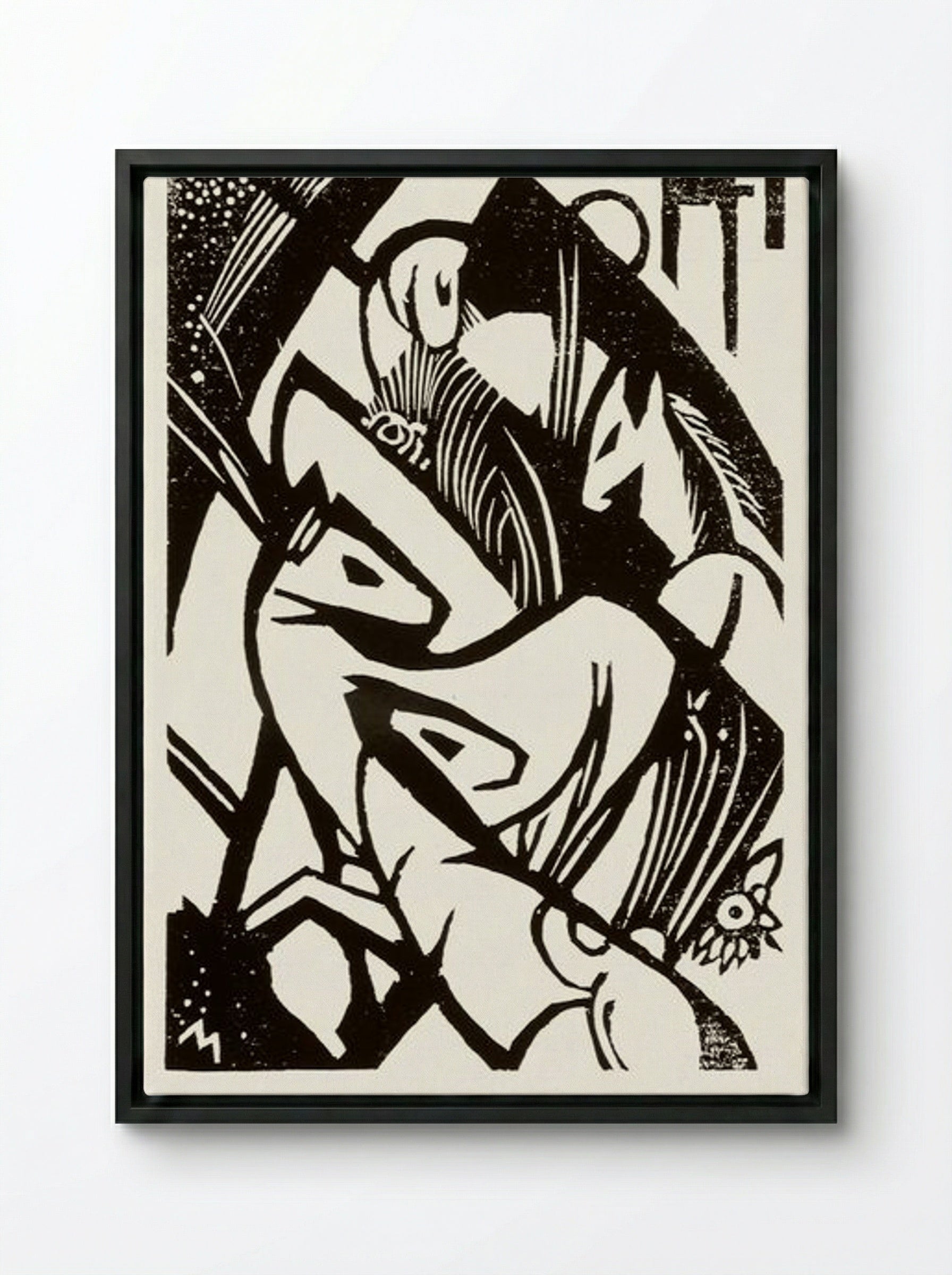 Horses - Franz Marc - Framed Canvas Black