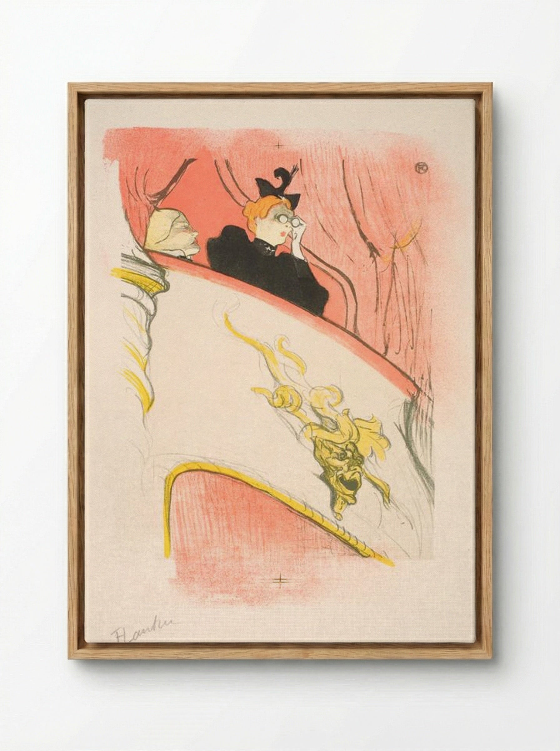 La Loge au Mascaron Doré - Henri de Toulouse-Lautrec - Framed Canvas Wood