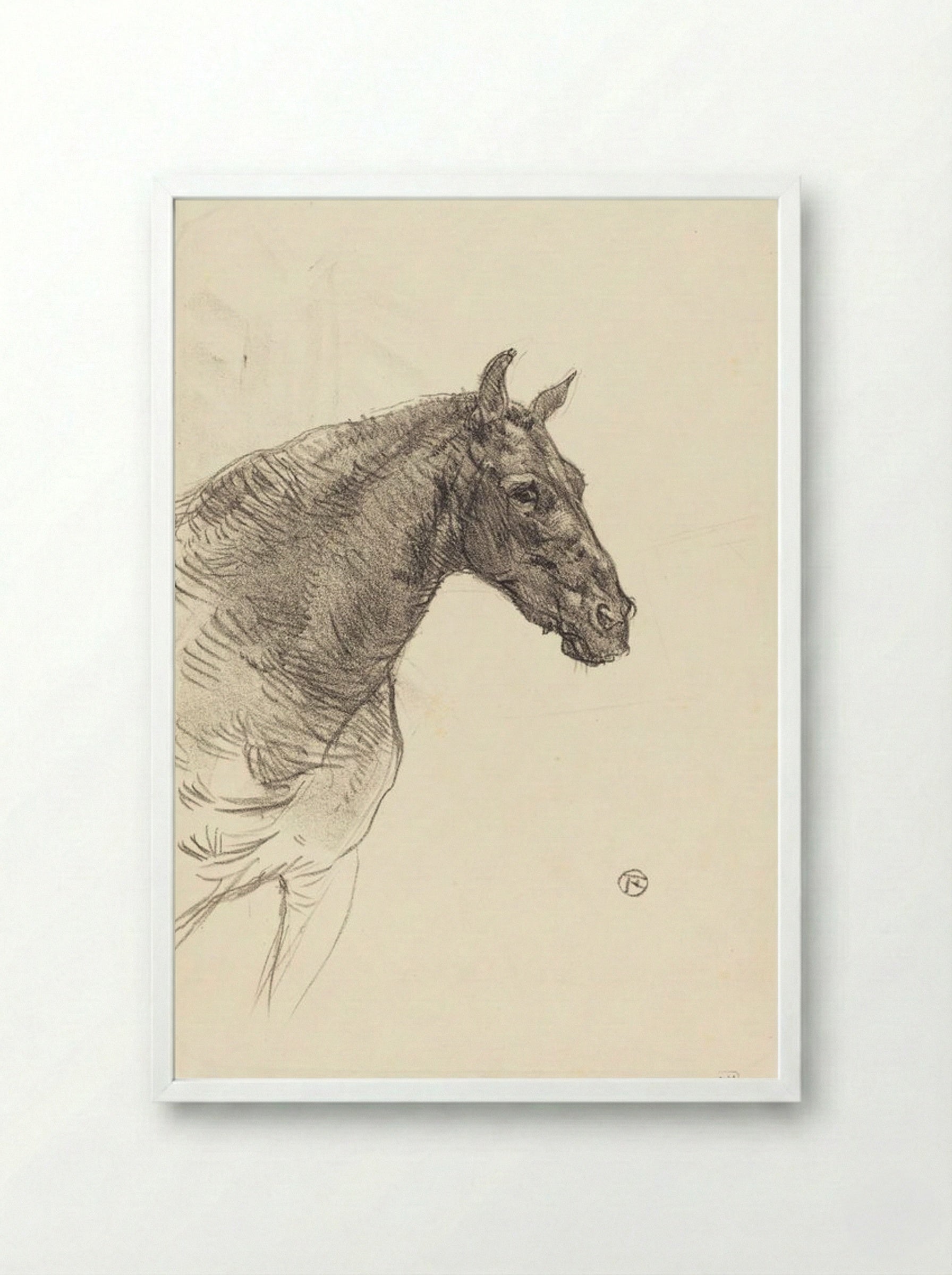 Le Vieux Cheval (Old Horse) - Henri de Toulouse-Lautrec - Framed Print White