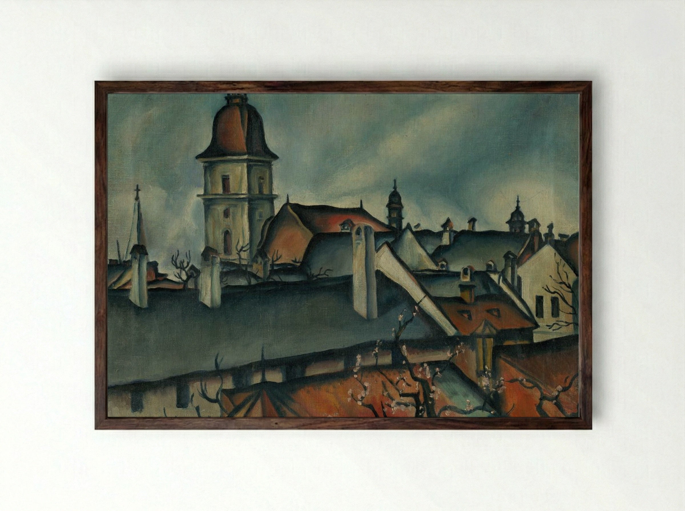 View of Kőszeg - Konstantin Bauer - Framed Print Dark Wood