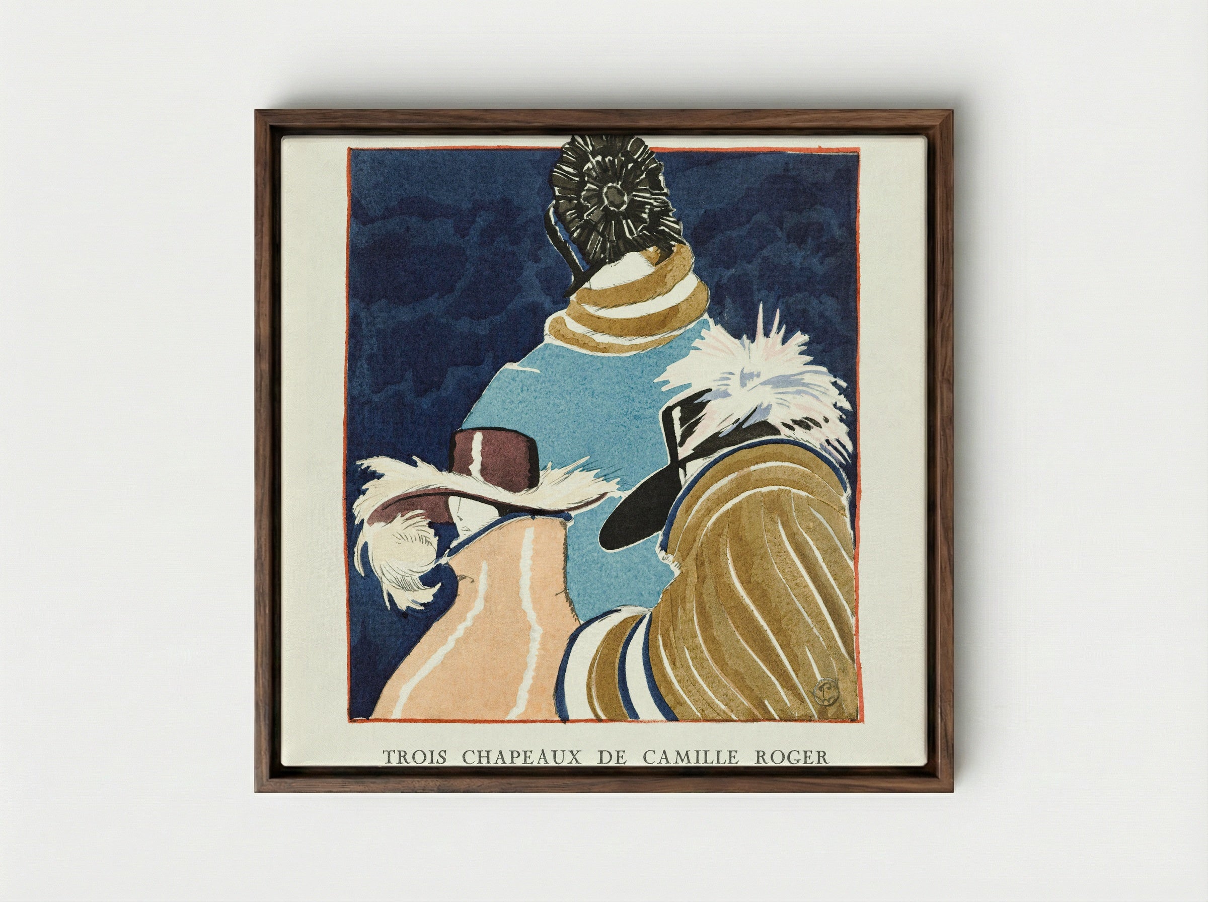Accessories: Trois Chapeaux de Camille Roger - Porter Woodruff - Framed Canvas Dark Wood