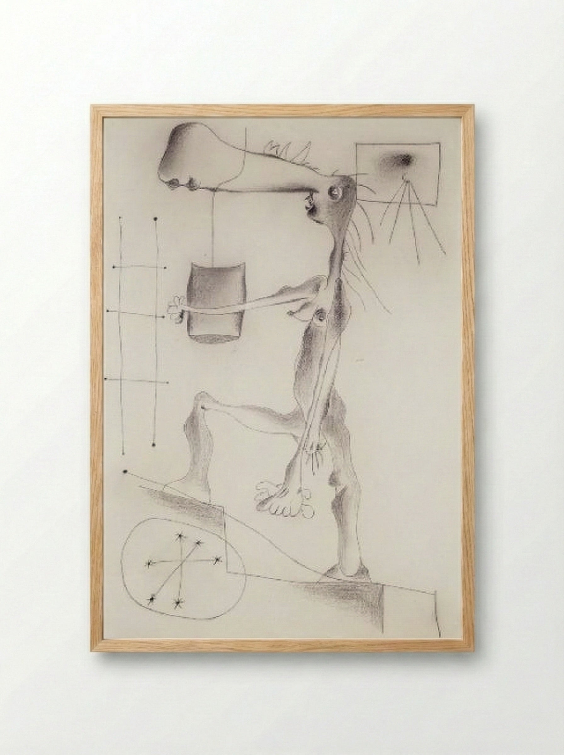 Naked Woman Climbing a Staircase - Joan Miró - Framed Print Wood