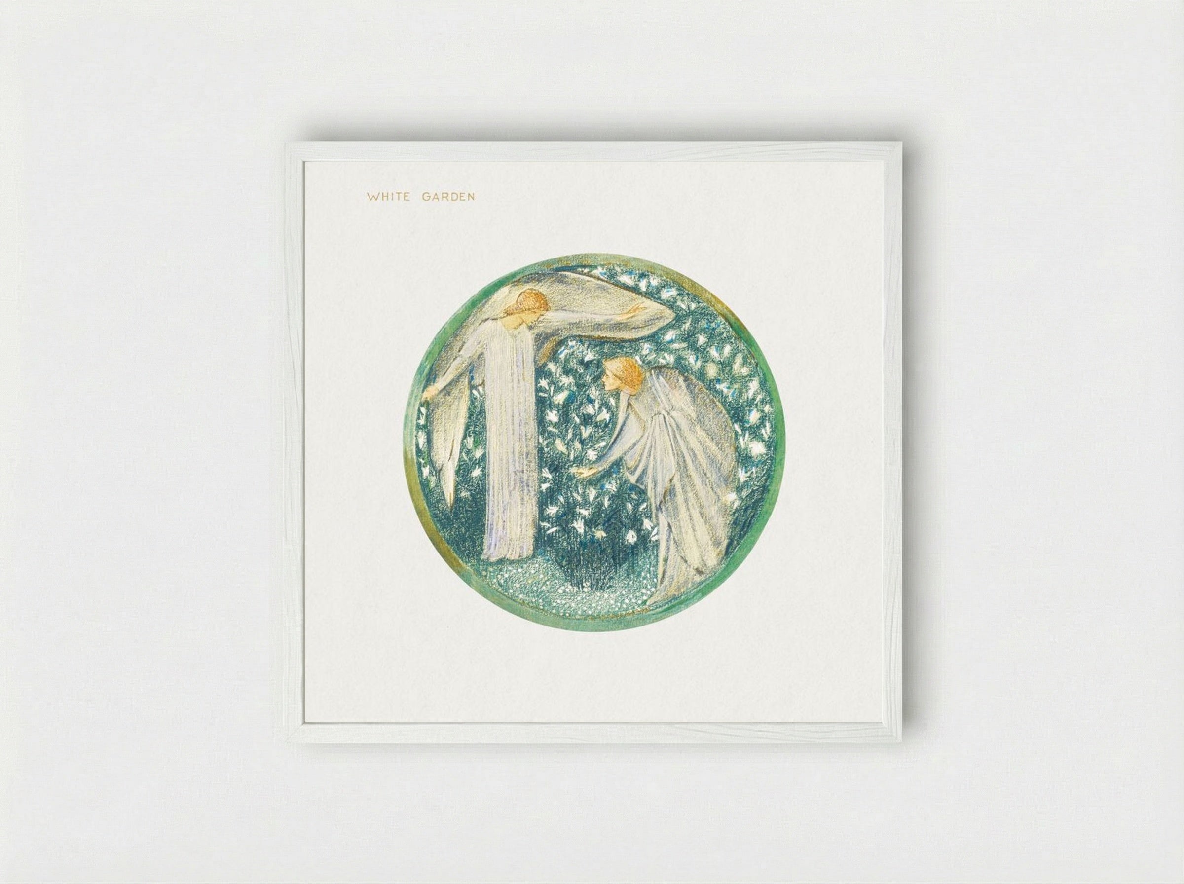 White Garden from The Flower Book - Edward Burne-Jones - Framed Print White