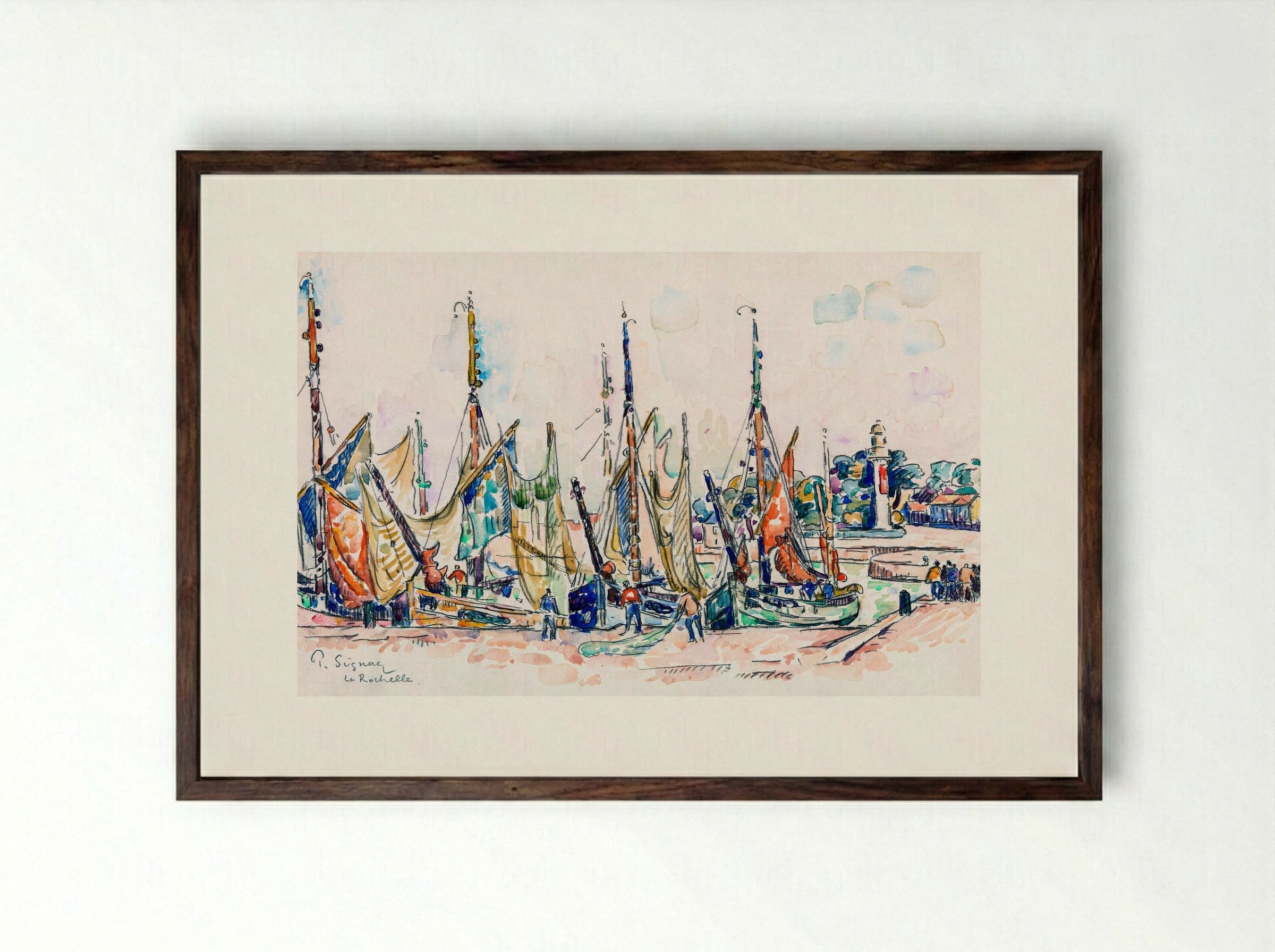 La Rochelle - Paul Signac - Framed Print Dark Wood