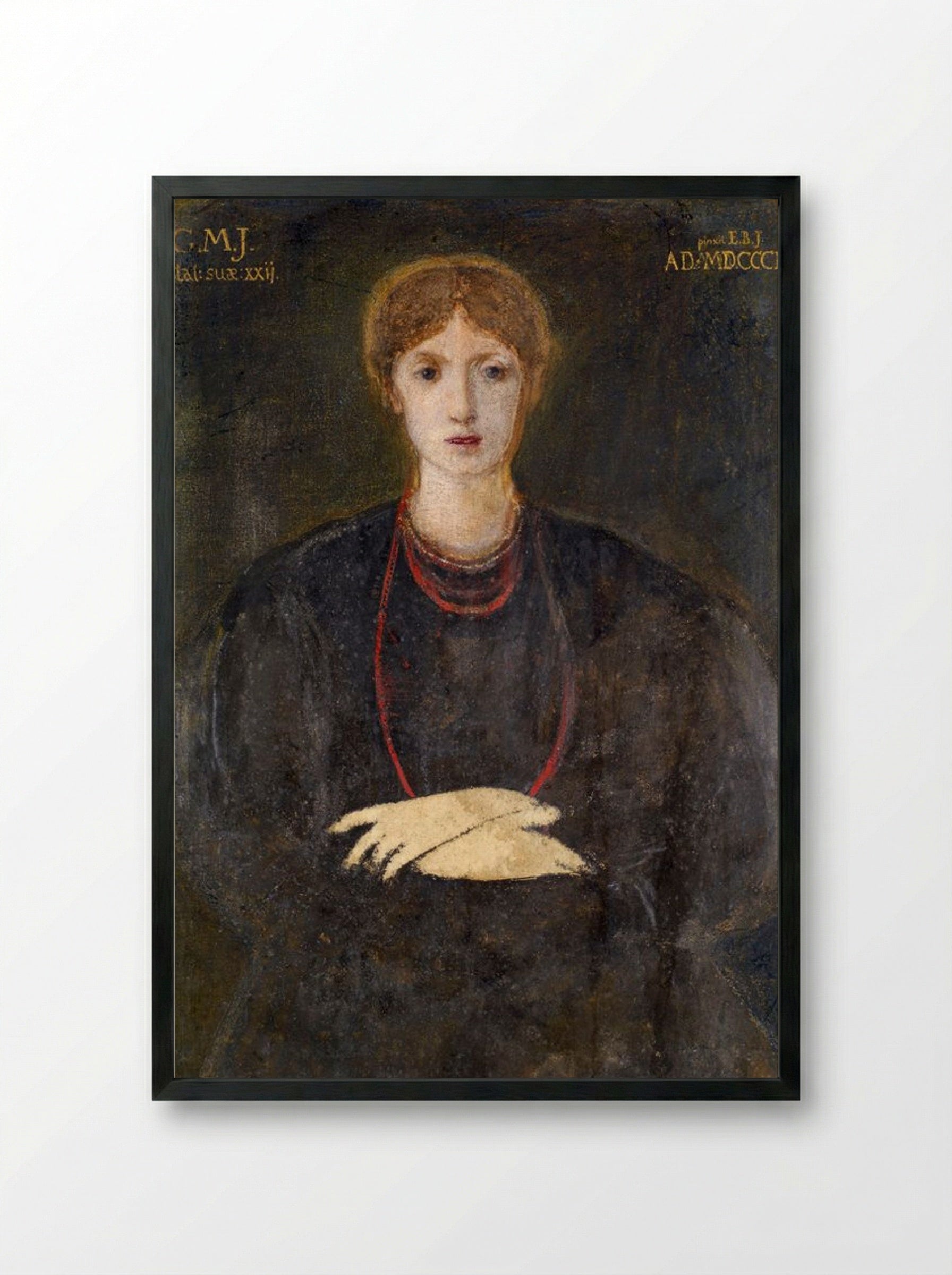 Portrait of Georgiana Burne-Jones at Age 22 - Edward Burne-Jones - Framed Print Black