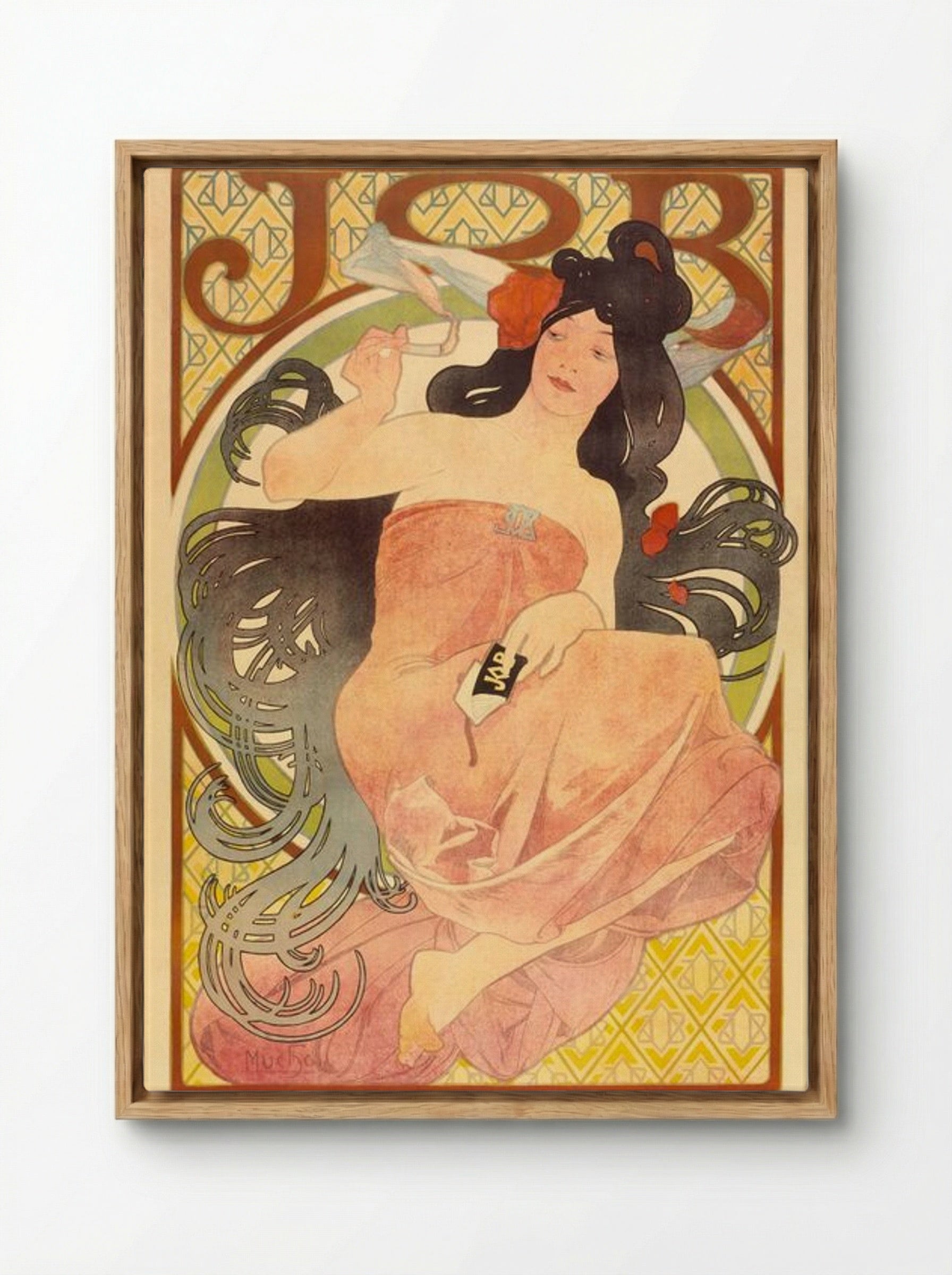 Job Cigarette Advertisement - Alphonse Mucha - Framed Canvas Wood