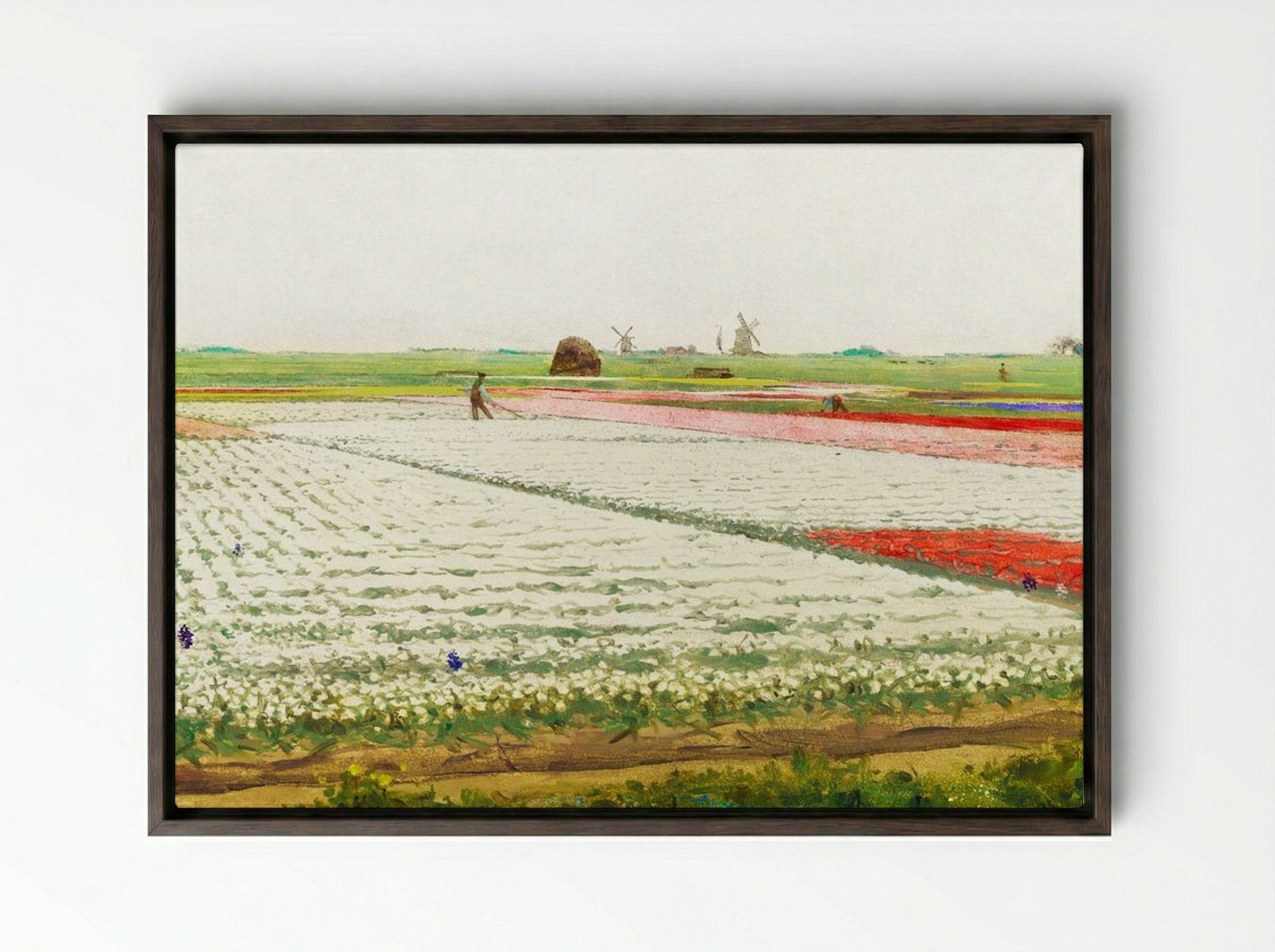 Tulip Fields - Gerrit Willem Dijsselhof - Framed Canvas Dark Wood