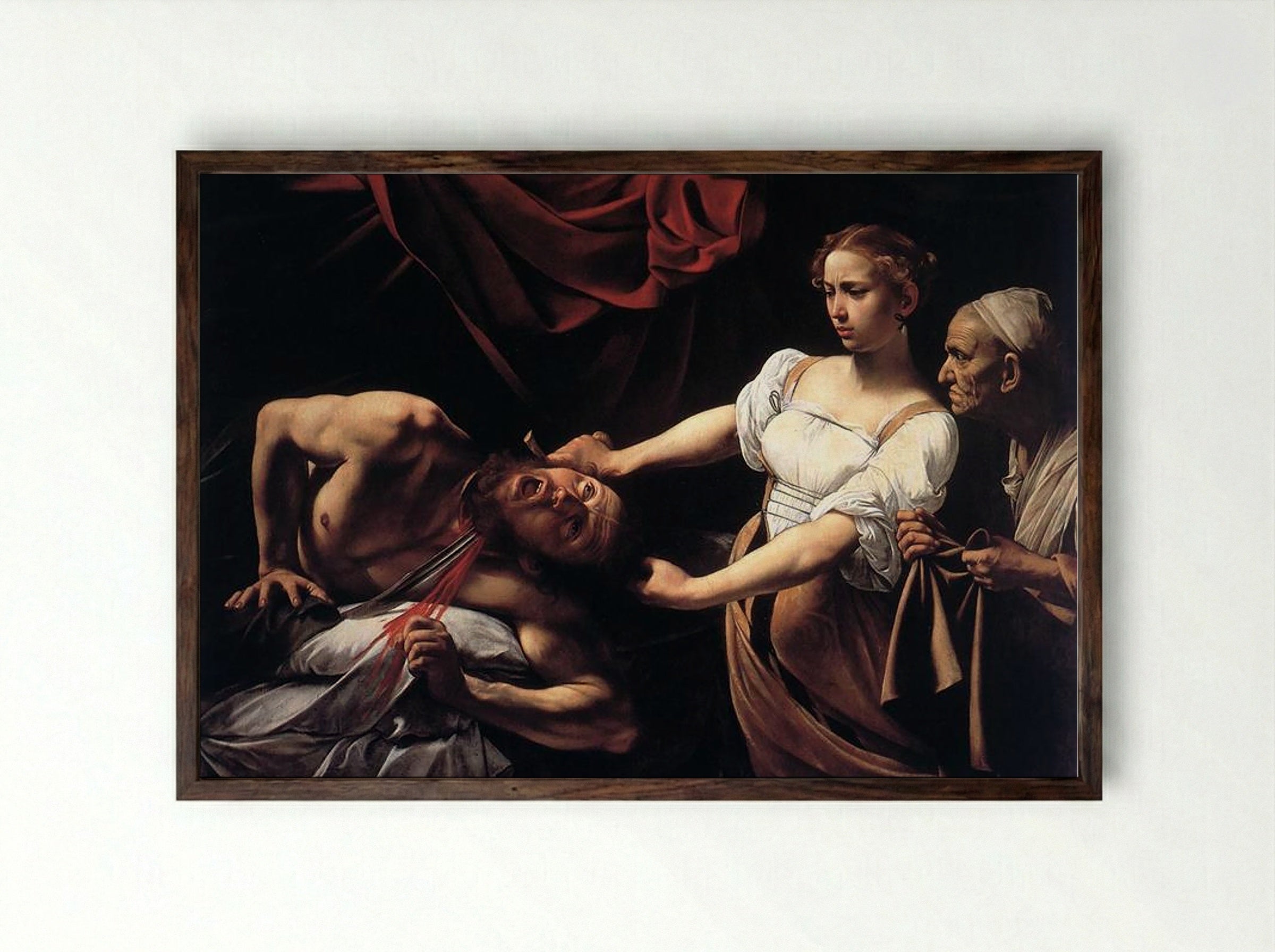 Judith Beheading Holofernes - Caravaggio - Framed Print Dark Wood
