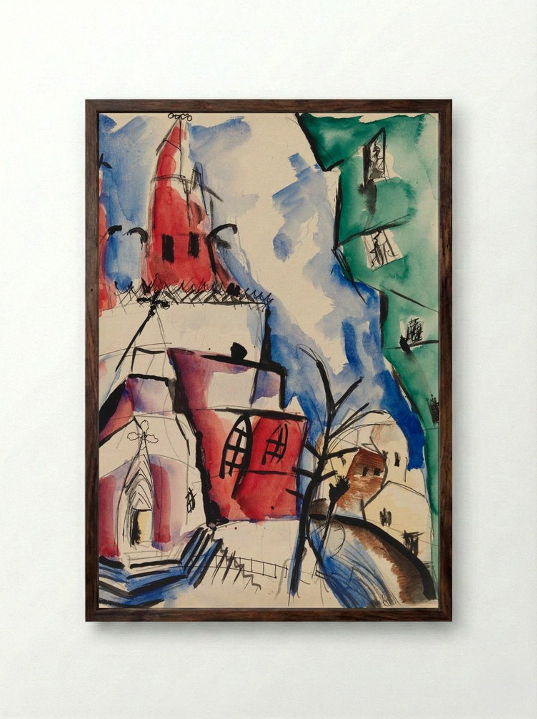 Kirkko (Church, 1919) - Sulho Sipilä - Framed Print Dark Wood