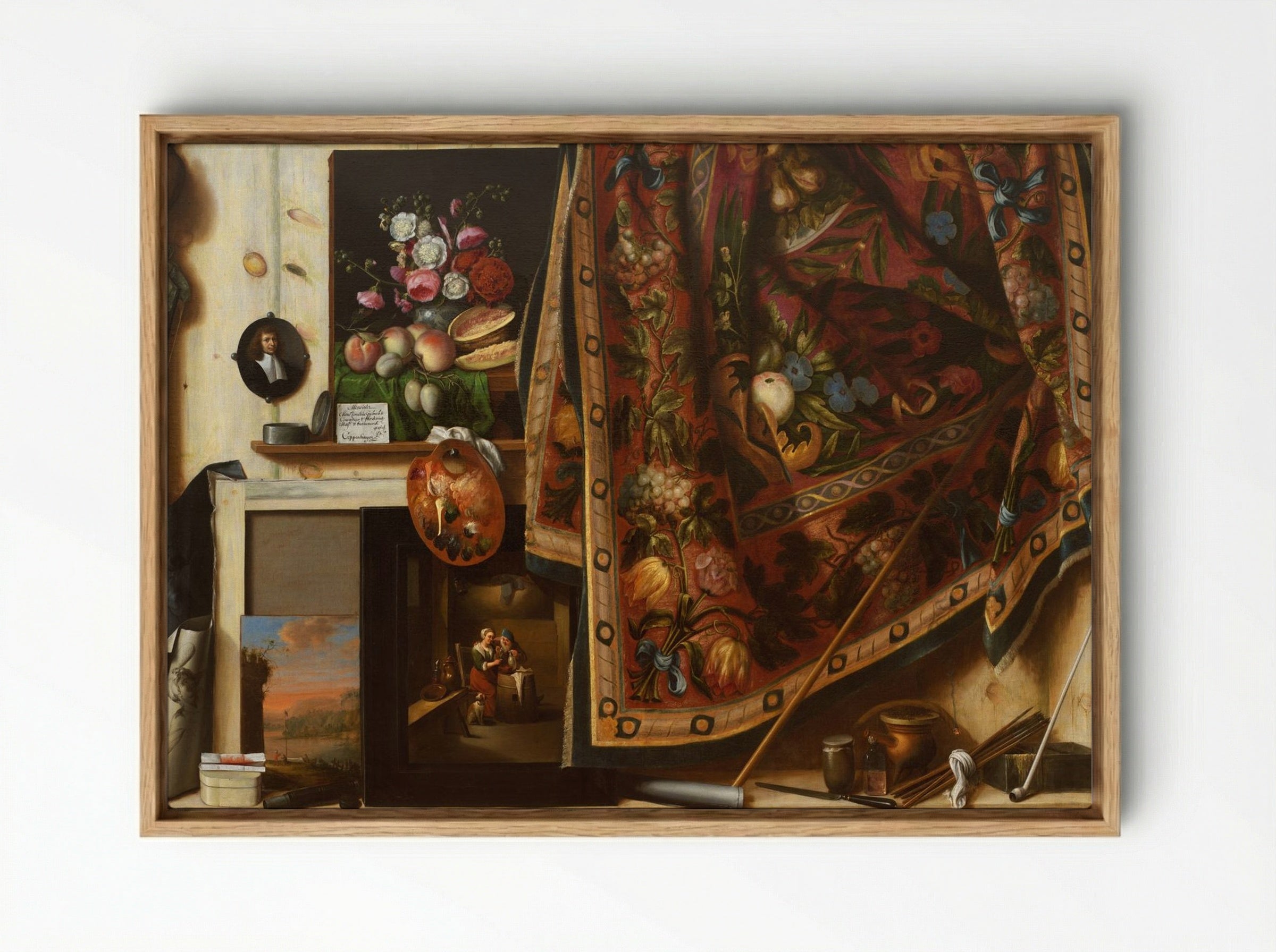 Trompe l'oeil. Cabinet from the Artist's Studio - Cornelis Norbertus Gysbrechts - Framed Canvas Wood