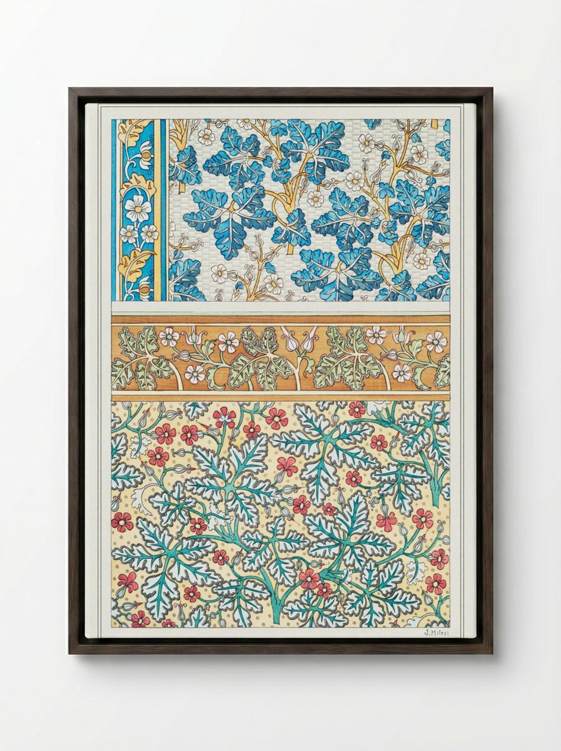 Geranium sauvage (Geranium, Plate 20) - Maurice Pillard Verneuil - Framed Canvas Dark Wood