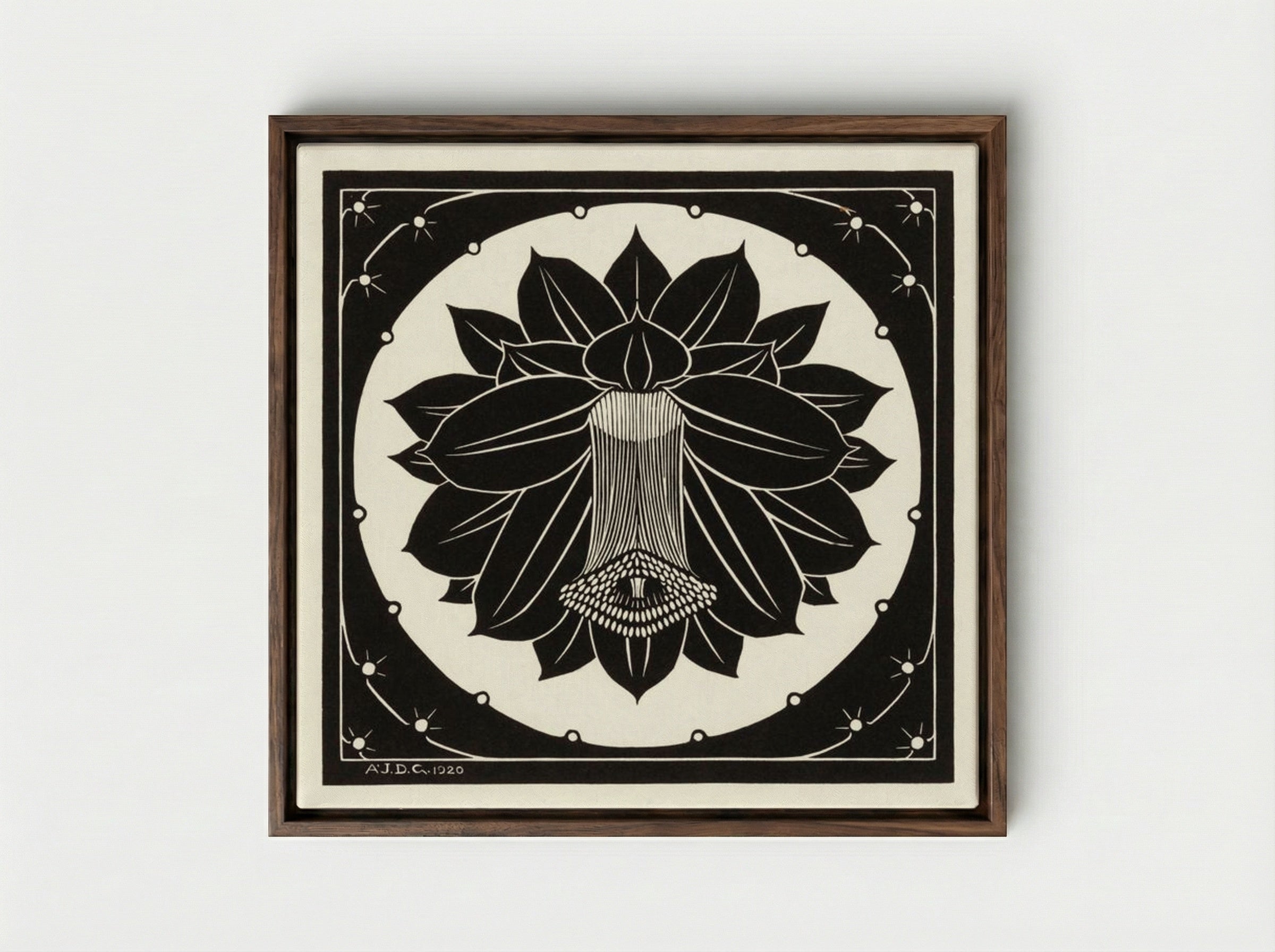 Flower - Julie de Graag - Framed Canvas Dark Wood