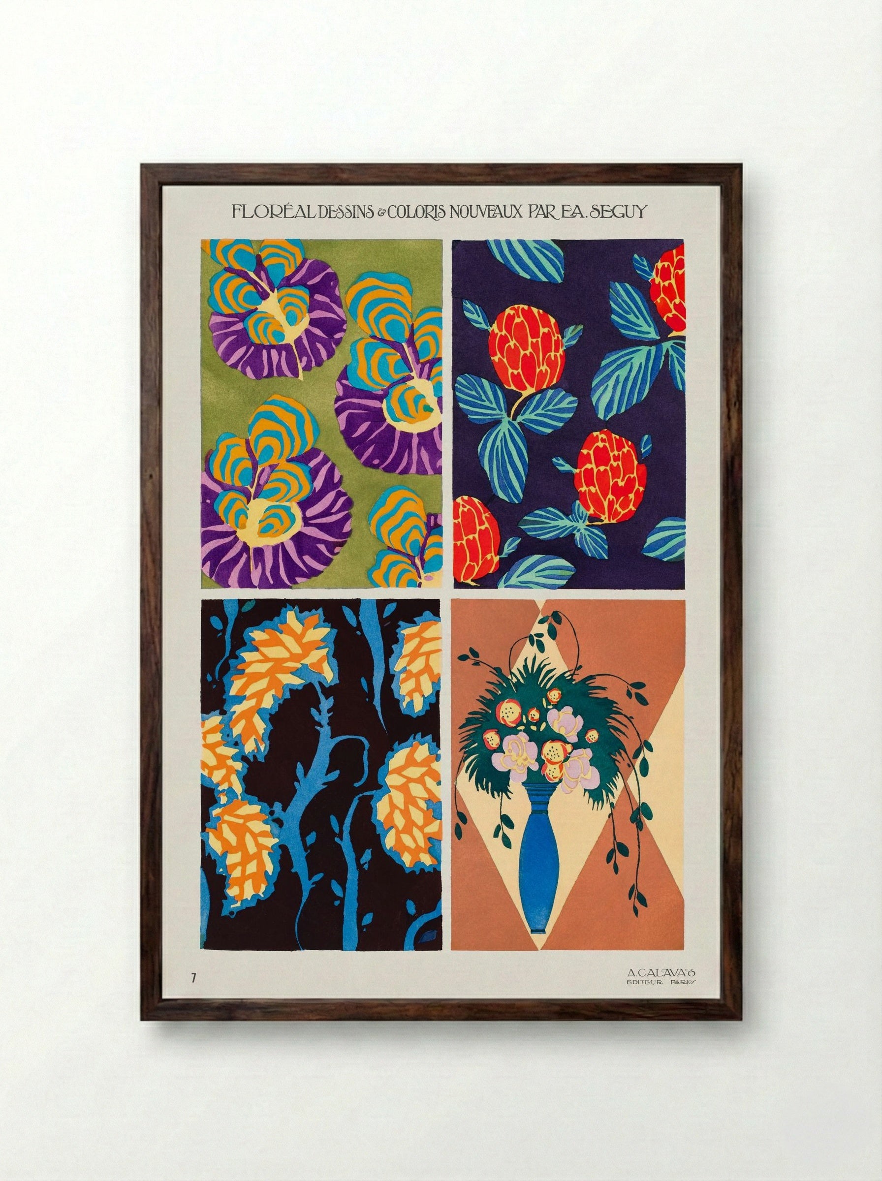 Floréal Dessins & Coloris Nouveaux - Émile-Allain Séguy - Framed Print Dark Wood