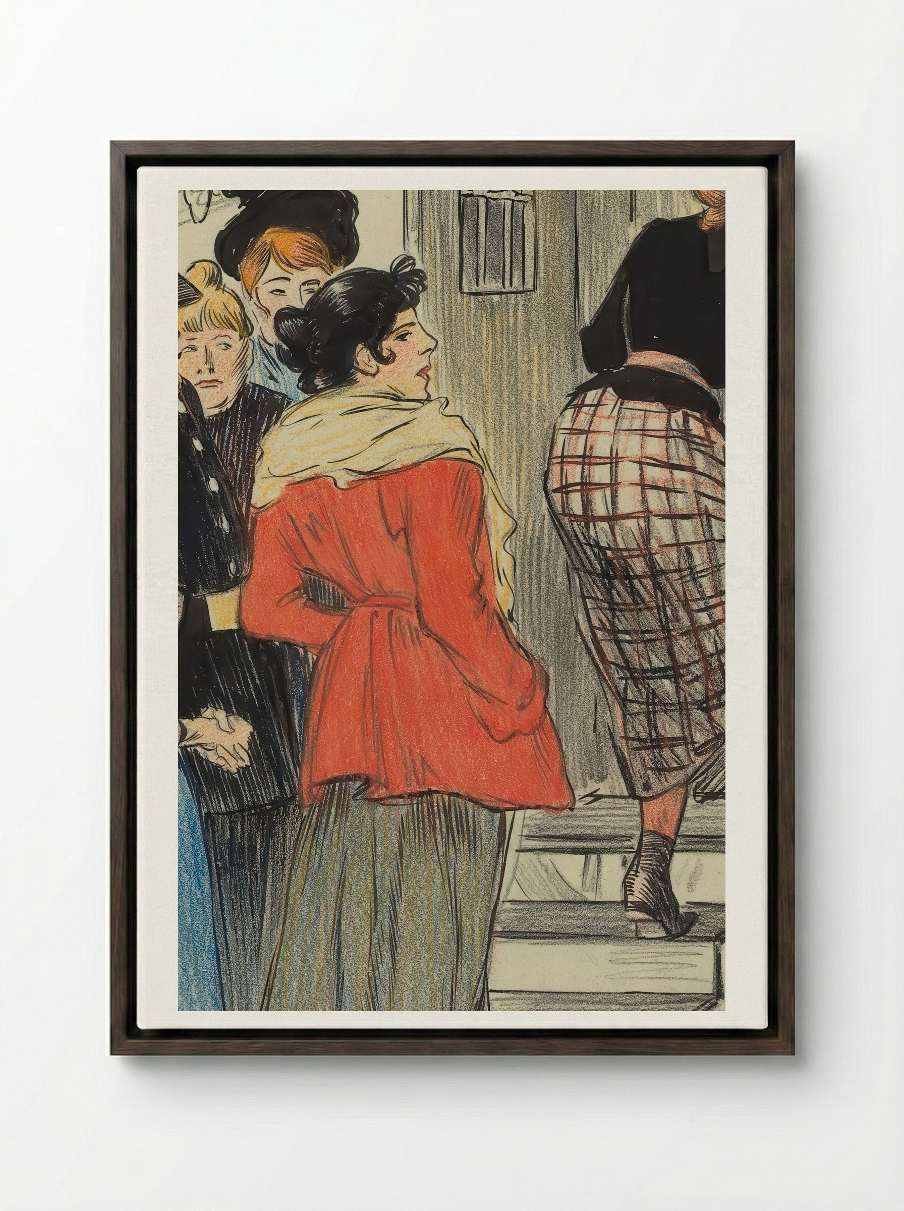 La Rafle - Théophile Alexandre Steinlen - Framed Canvas Dark Wood