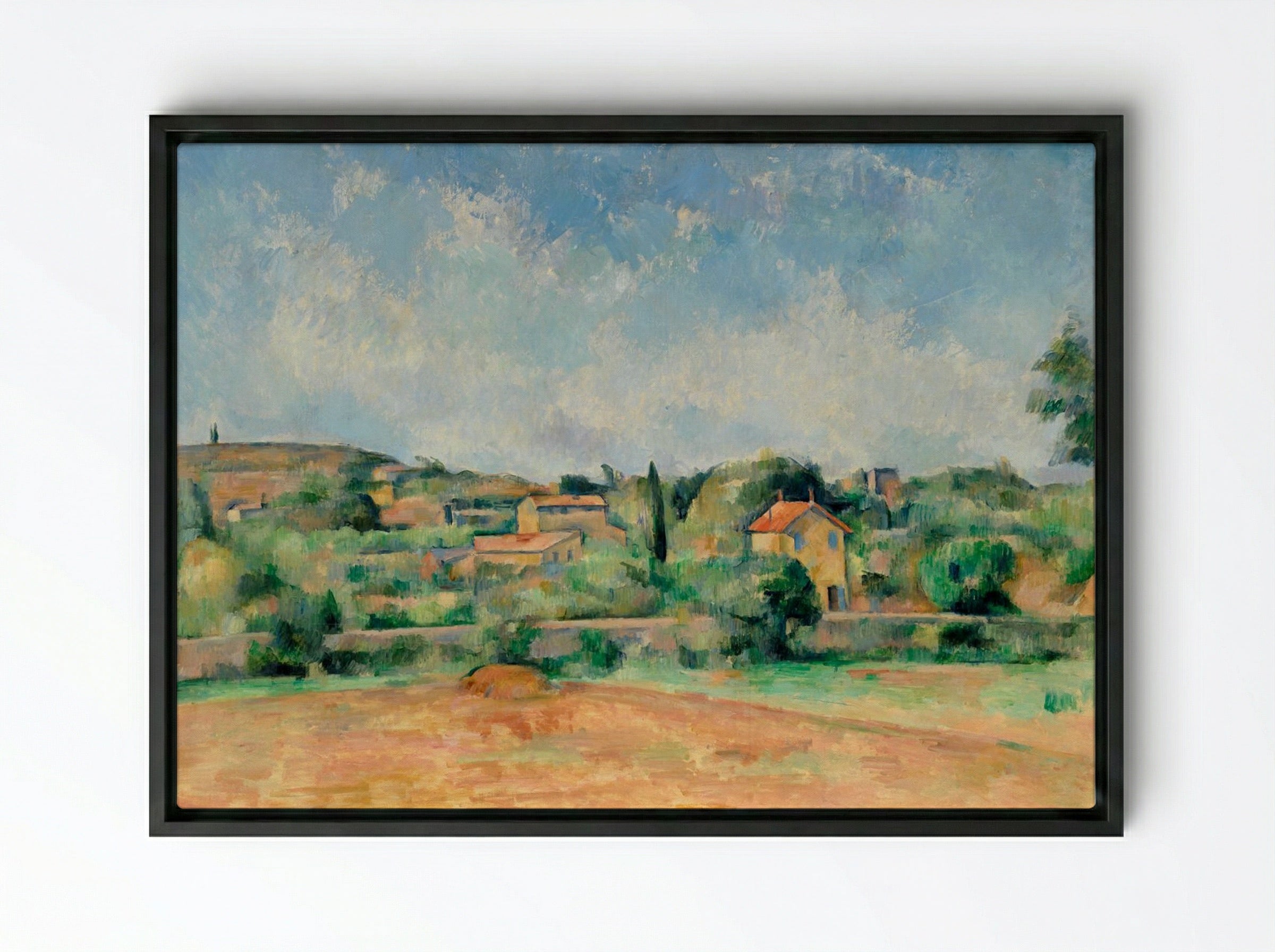 The Bellevue Plain (also called The Red Earth) - Paul Cézanne - Framed Canvas Black