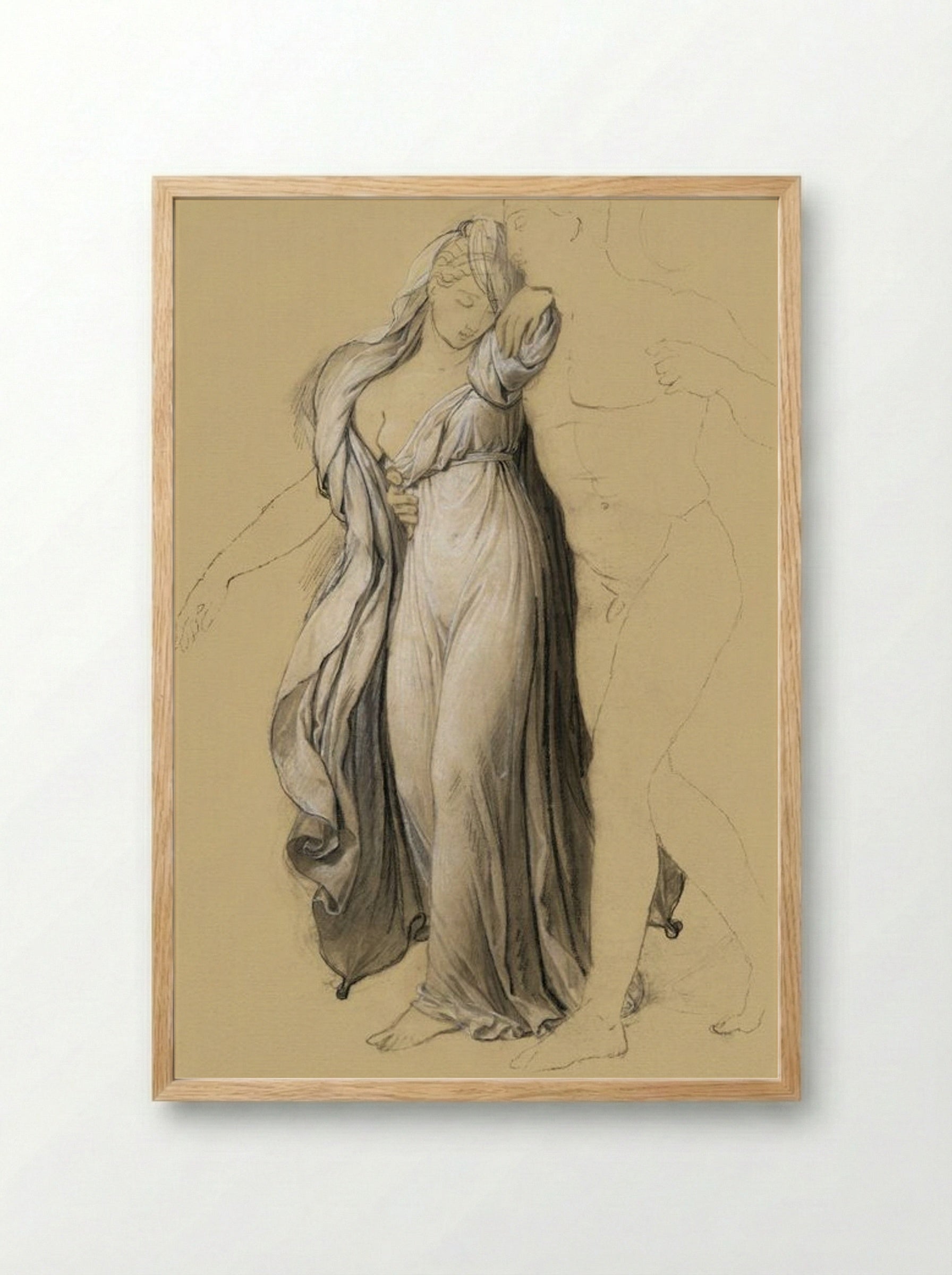 Drapery Study for Castor and Pollux Freeing Helen - Joseph-Ferdinand Lancrenon - Framed Print Wood