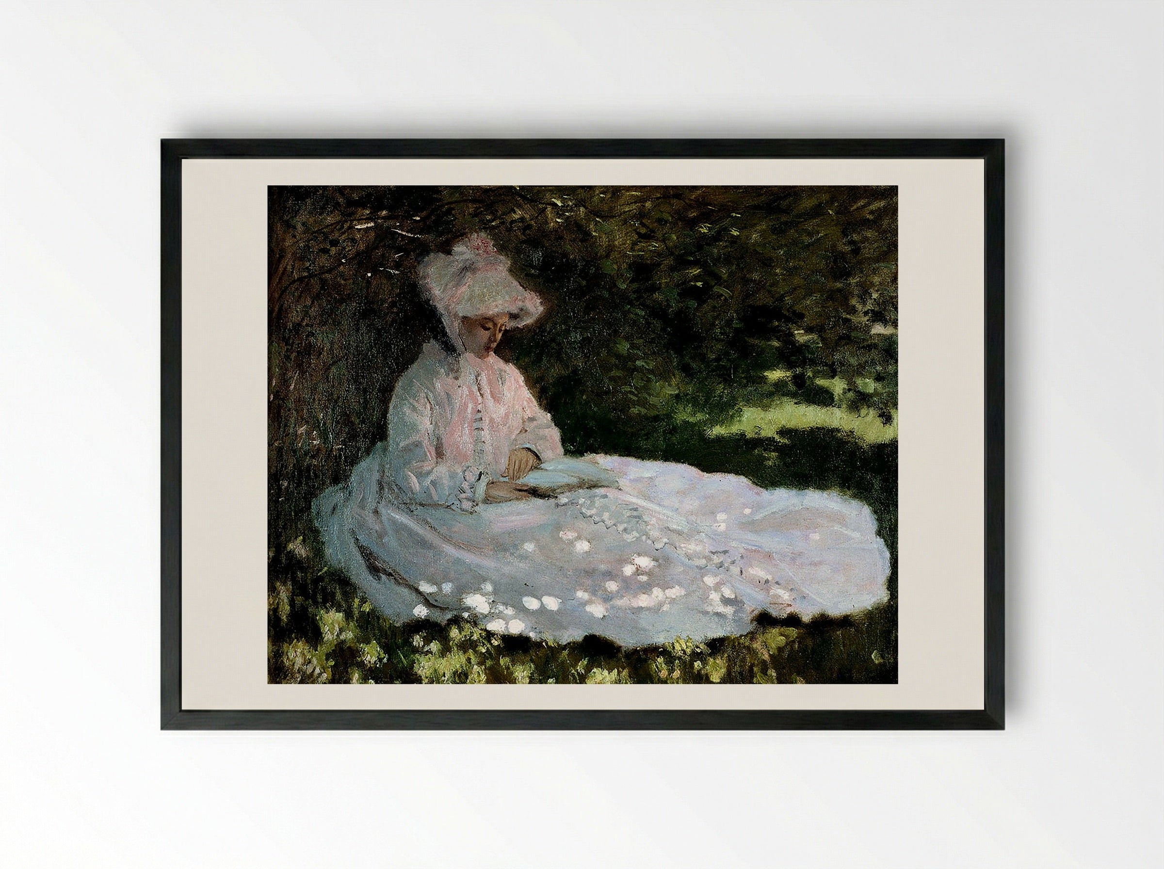 A Woman Reading - Berthe Morisot - Framed Print Black
