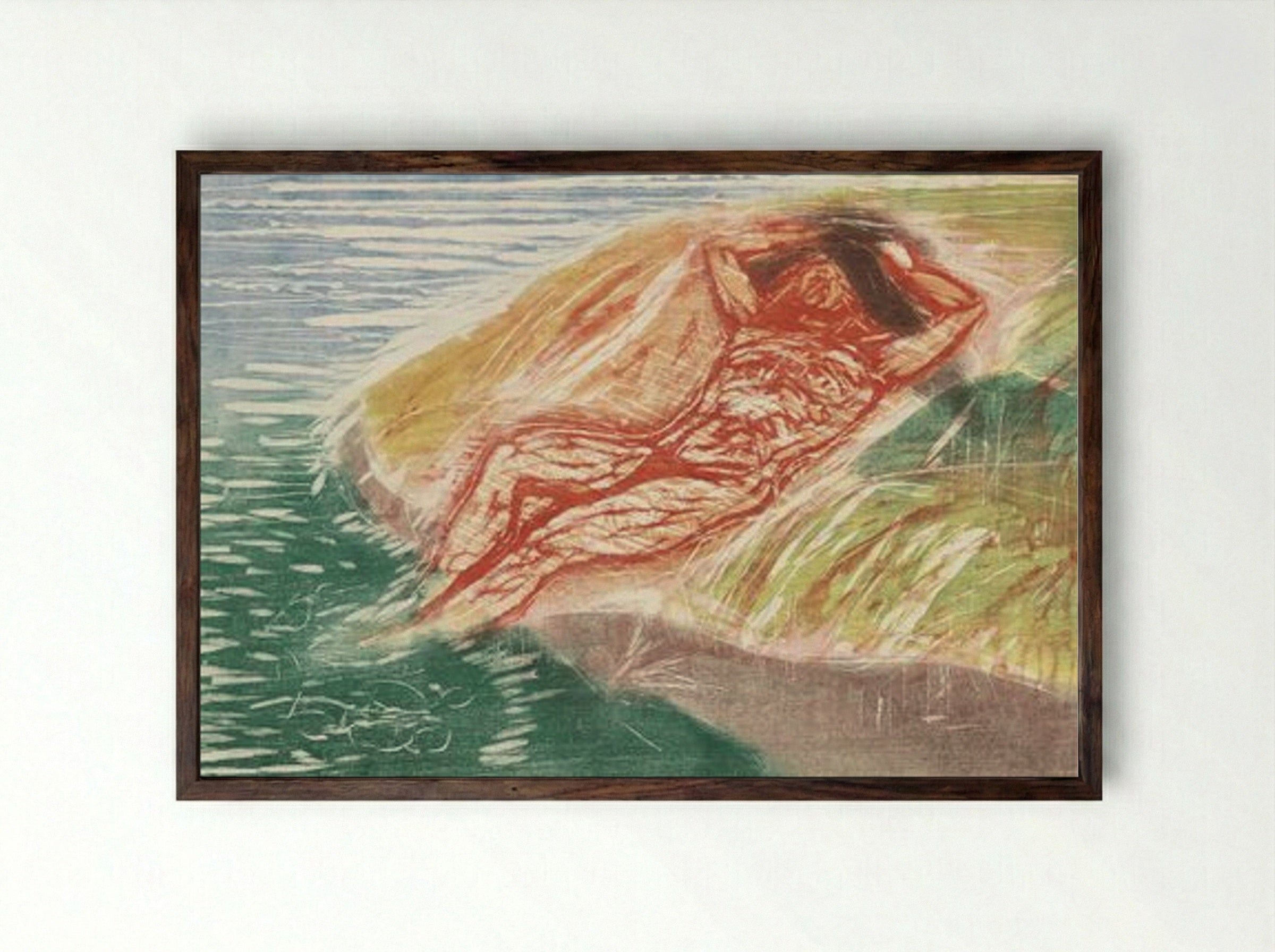 Sunbathing I - Edvard Munch - Framed Print Dark Wood
