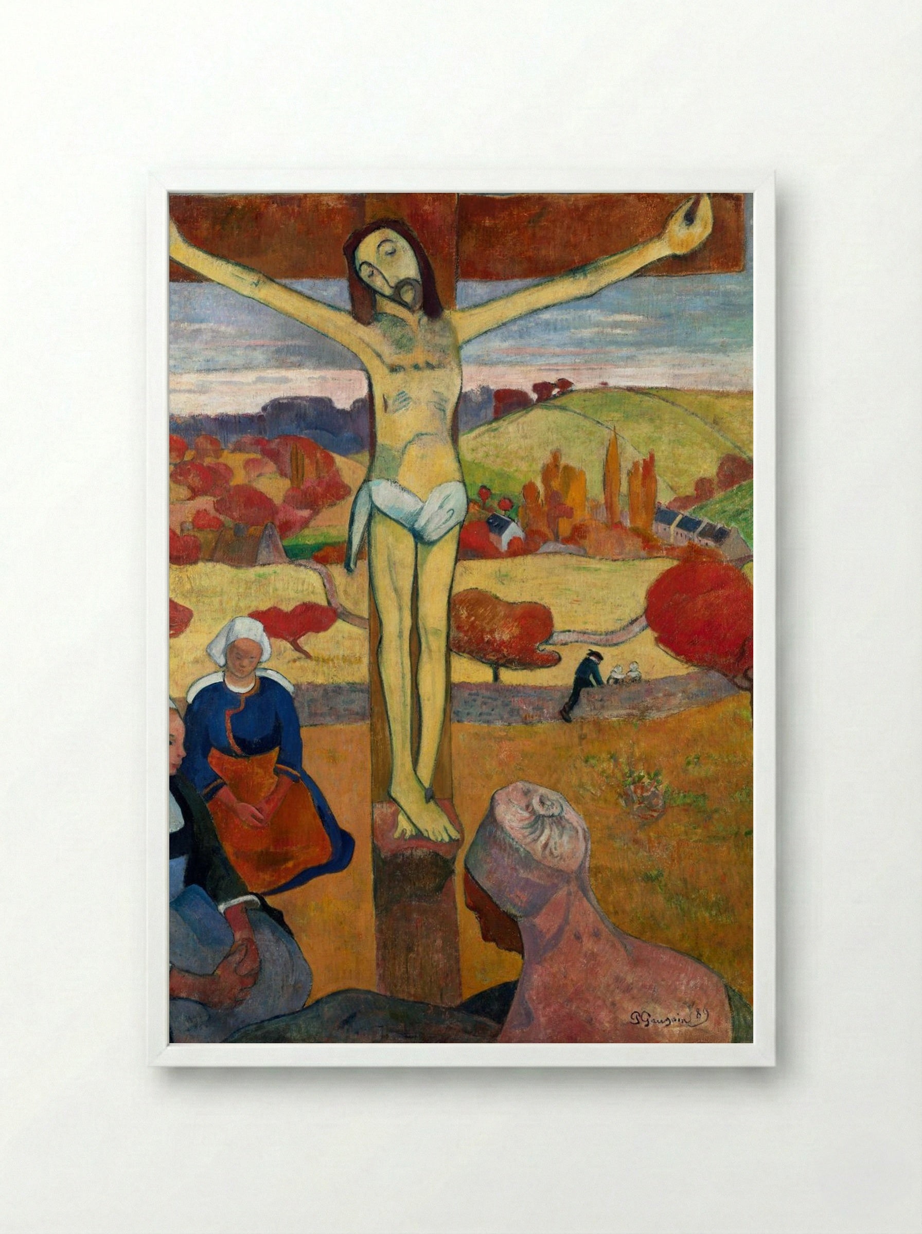 The Yellow Christ - Paul Gauguin - Framed Print White