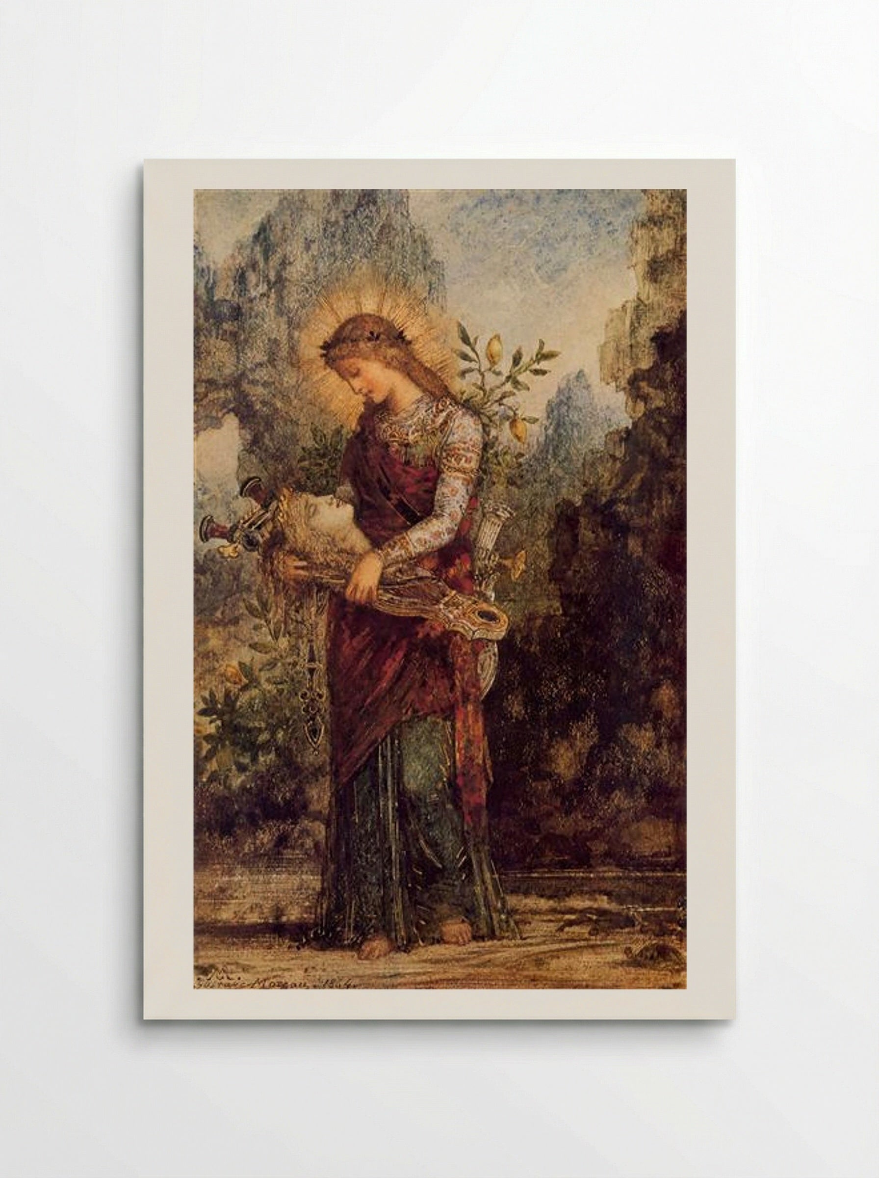Thracian Girl Carrying the Head of Orpheus - Gustave Moreau - Poster
