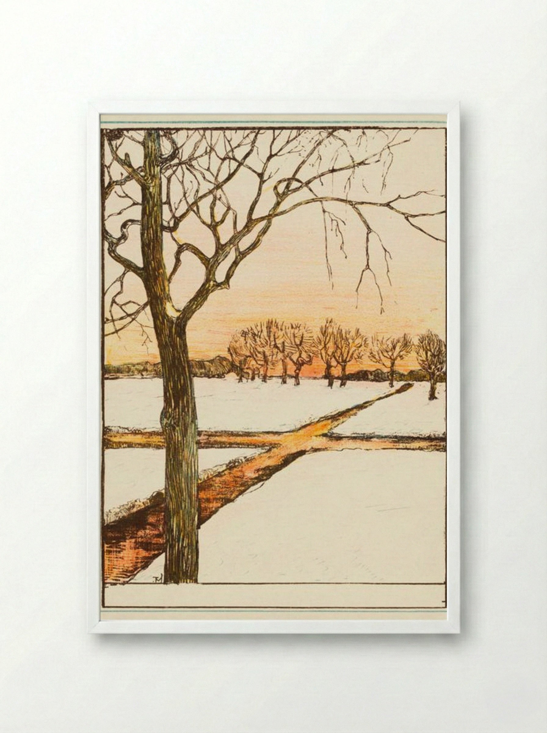 Sneeuwlandschap (Snowy Landscape) - Theo van Hoytema - Framed Print White