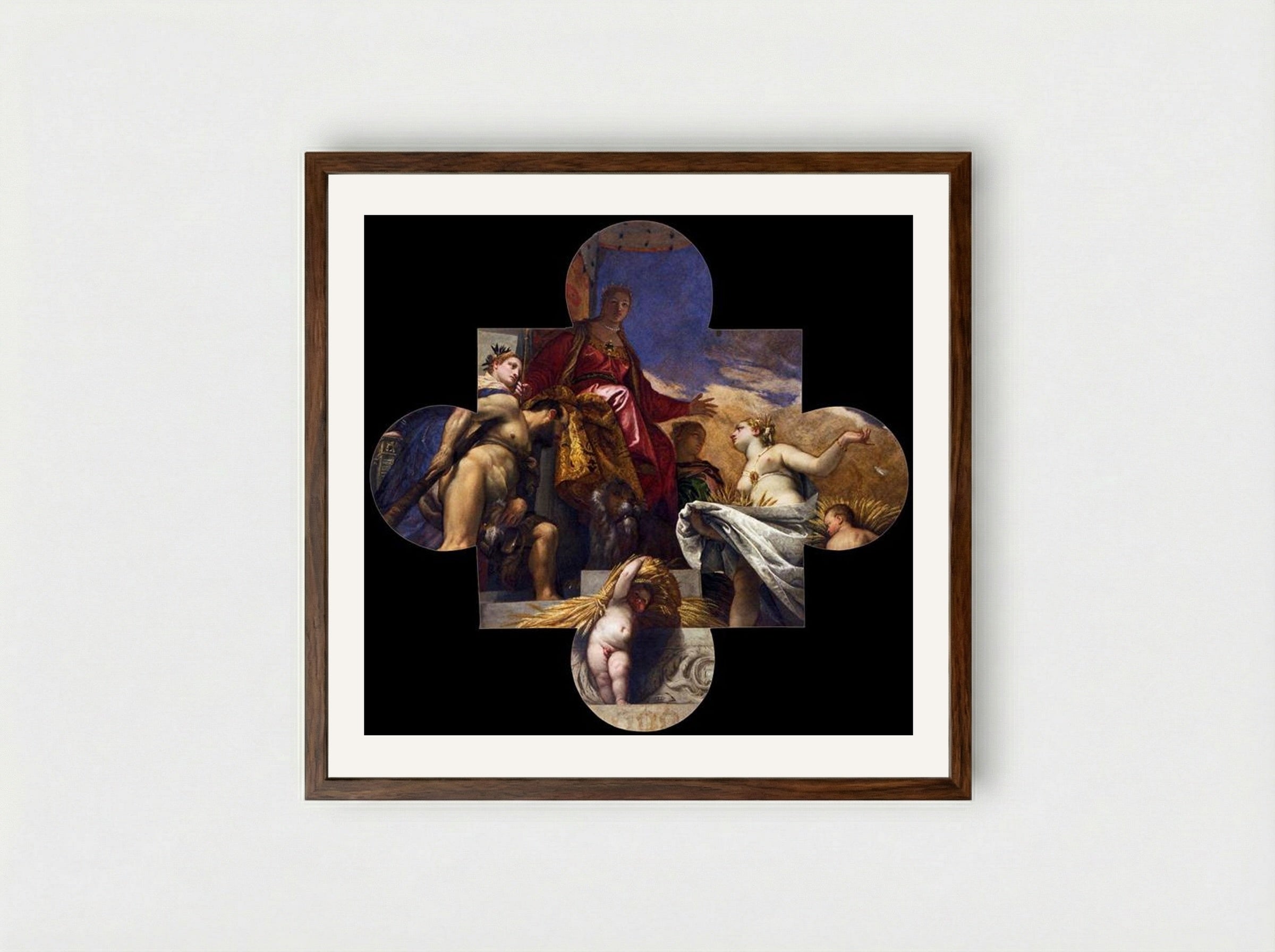 Venice, Hercules, and Ceres - Paolo Veronese - Framed Print Dark Wood